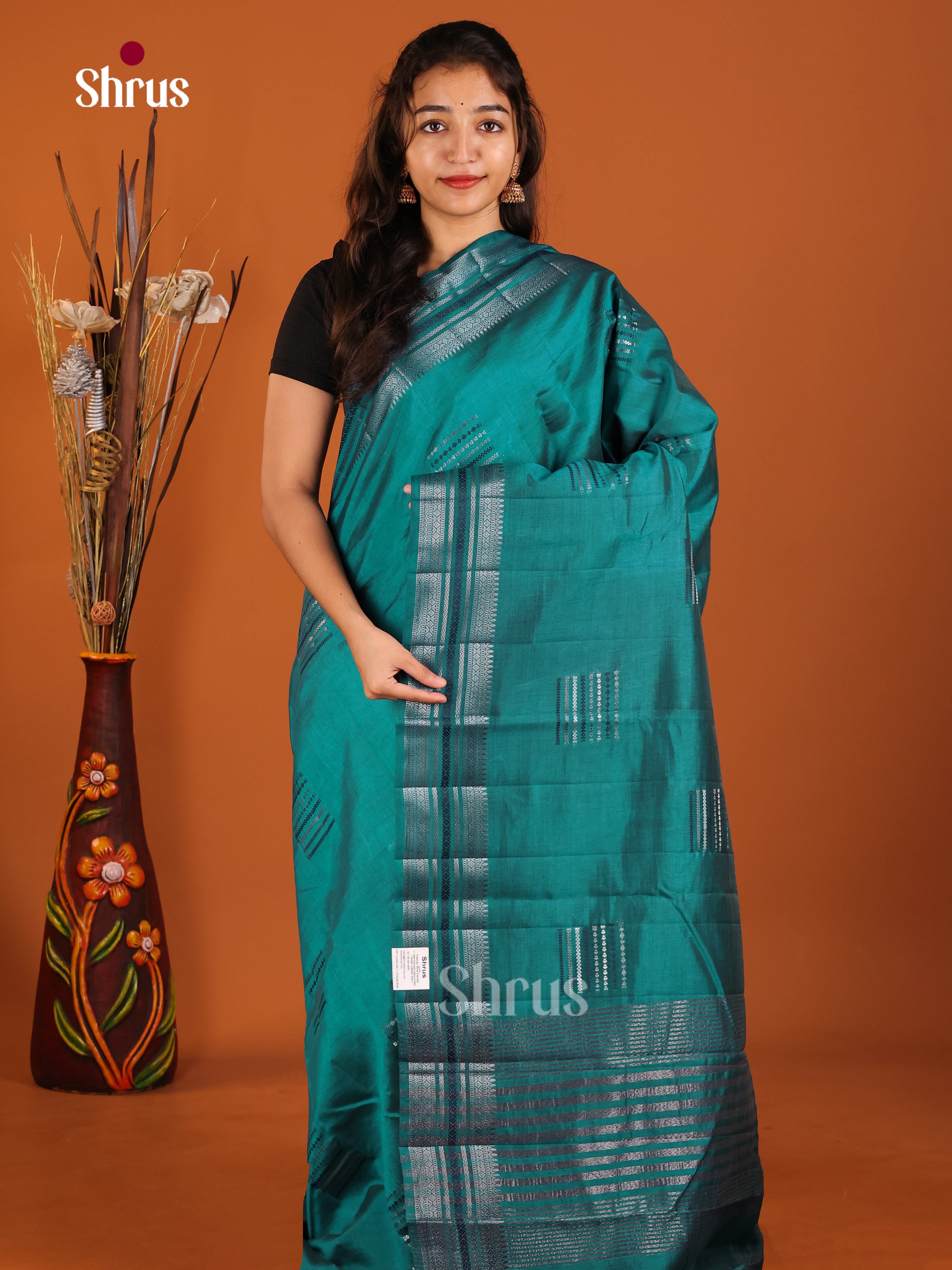 Green - Semi Rawsilk Saree