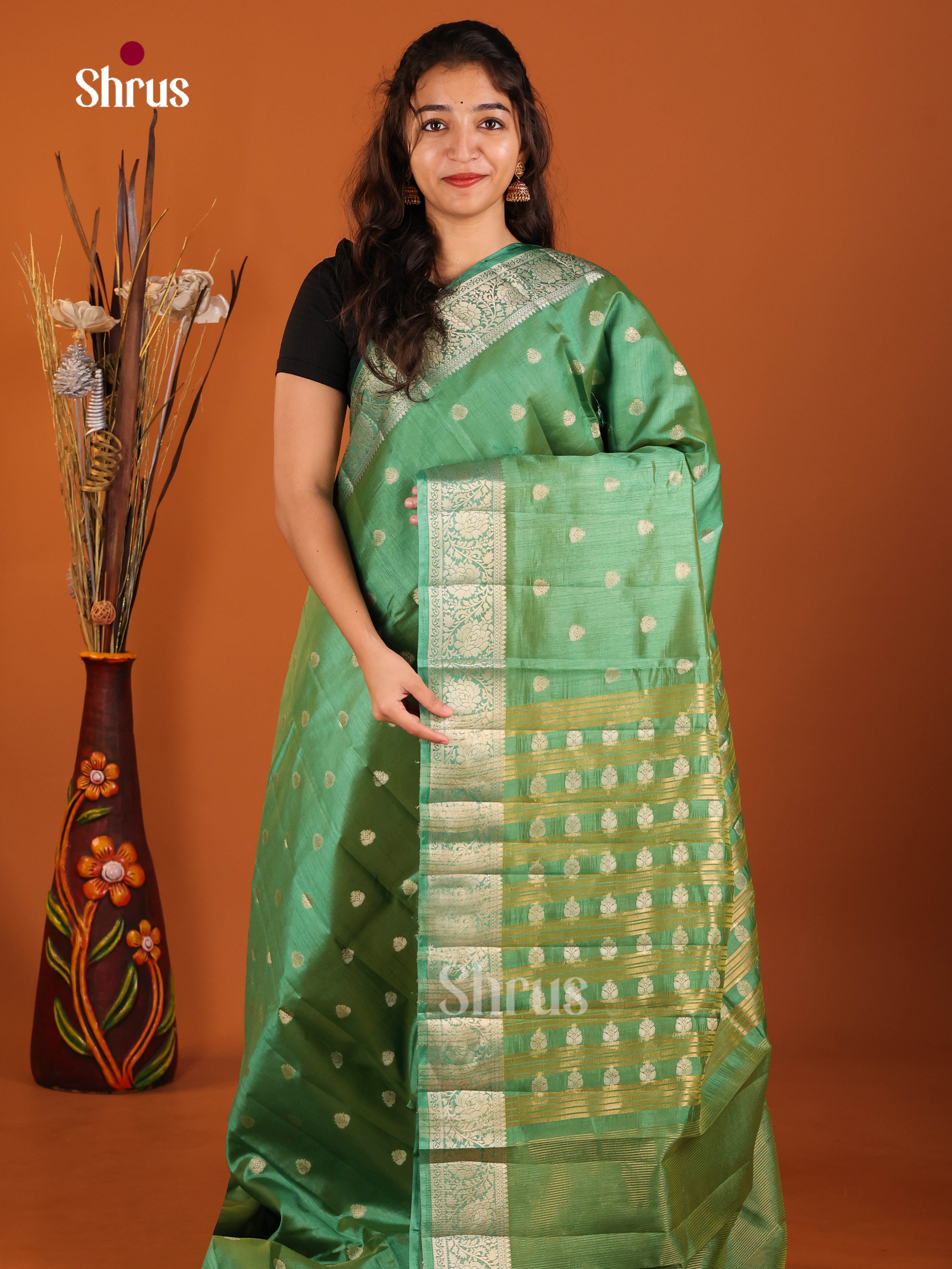 Green - Semi Rawsilk Saree