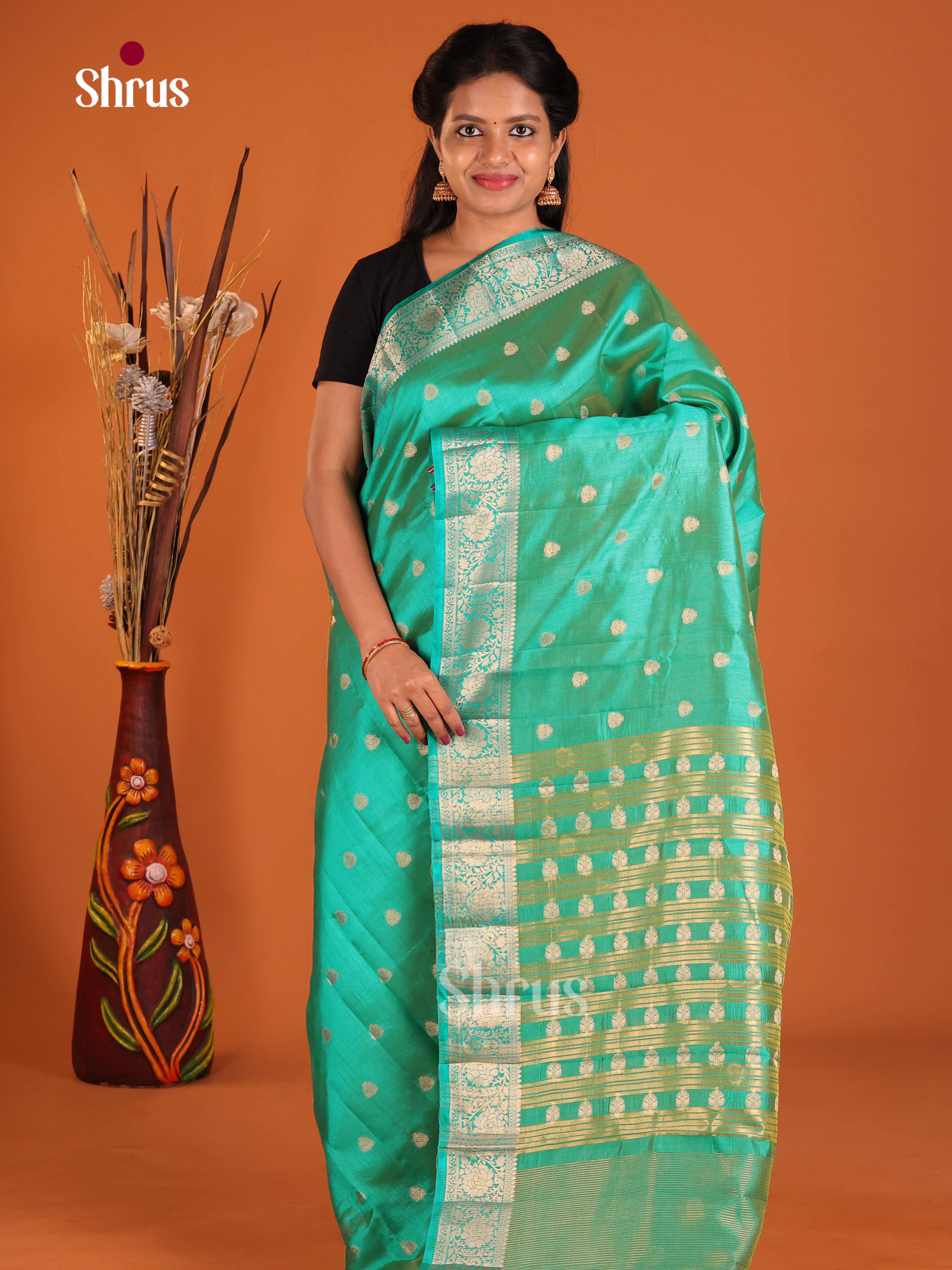Green - Semi Rawsilk Saree