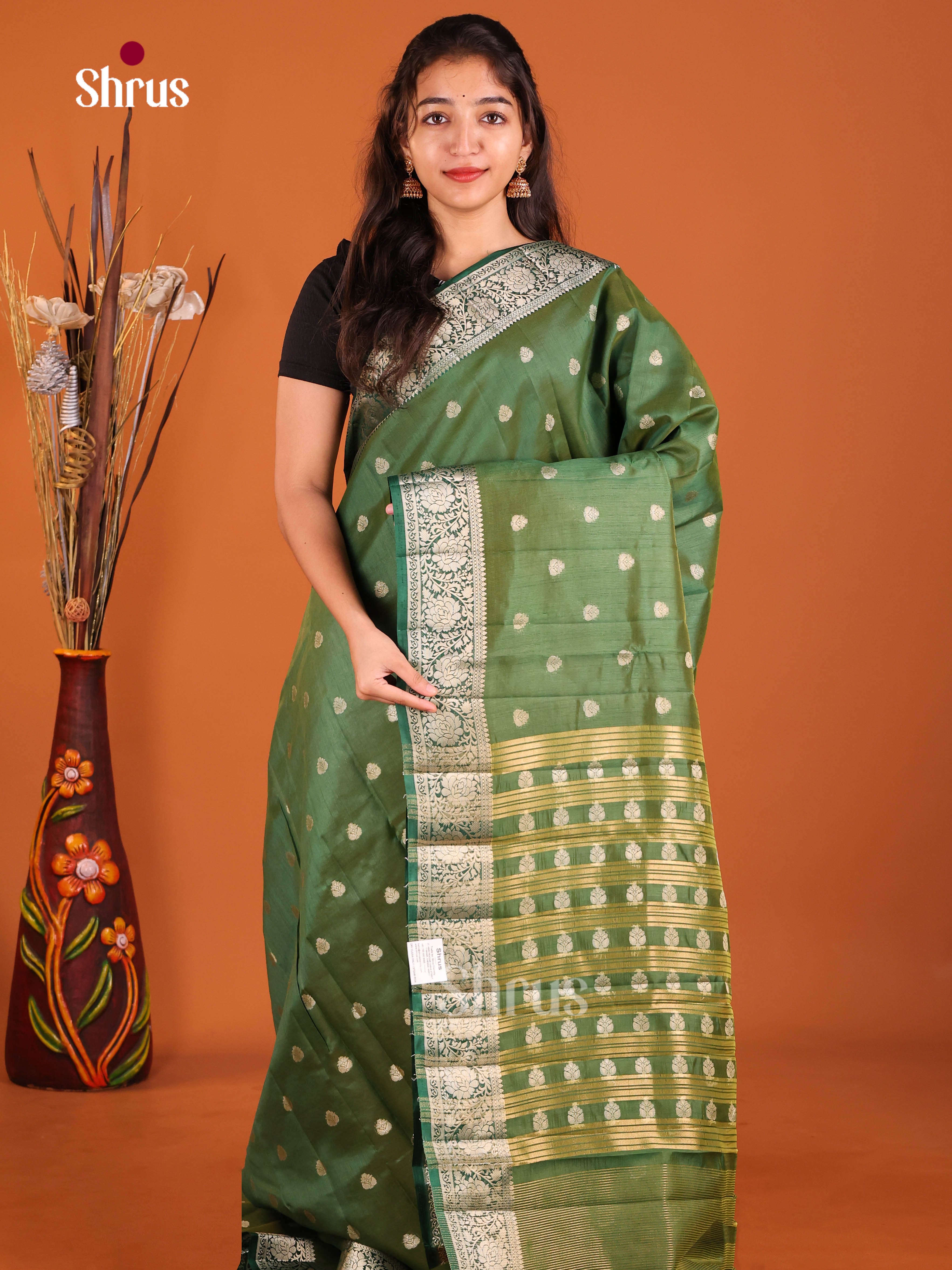Green- Semi Rawsilk Saree