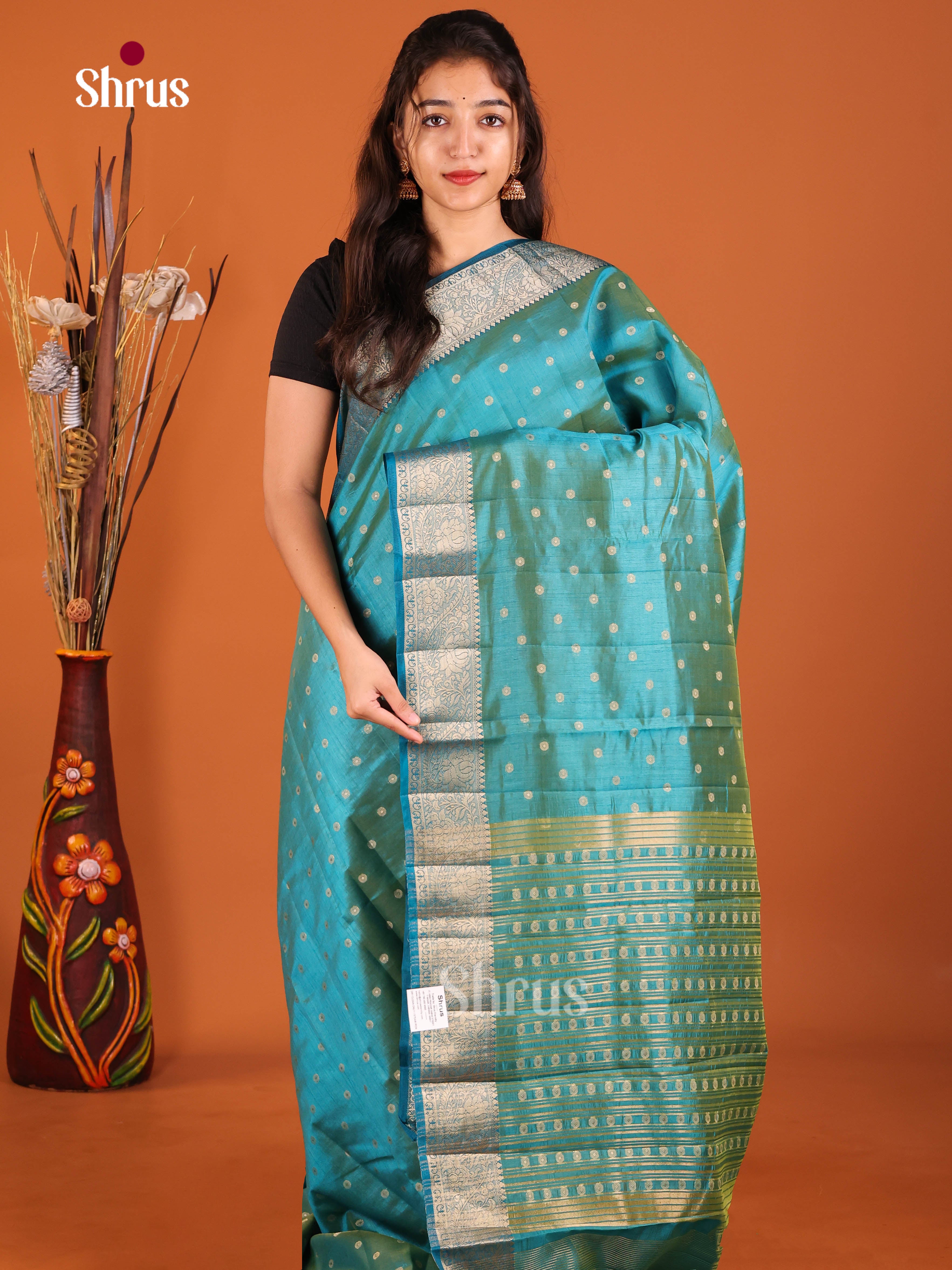 Blue - Semi Rawsilk Saree