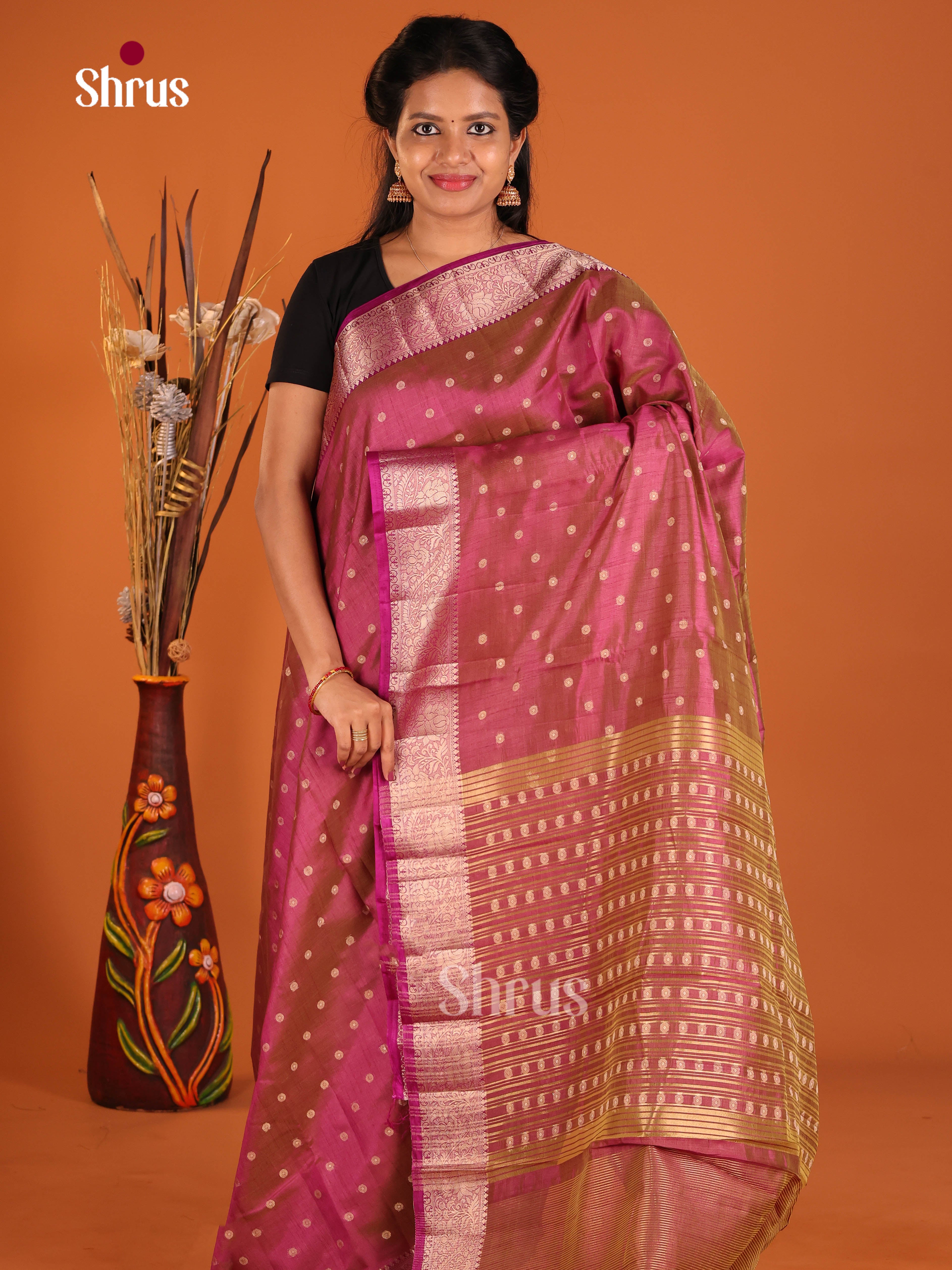 Purple - Semi Rawsilk Saree