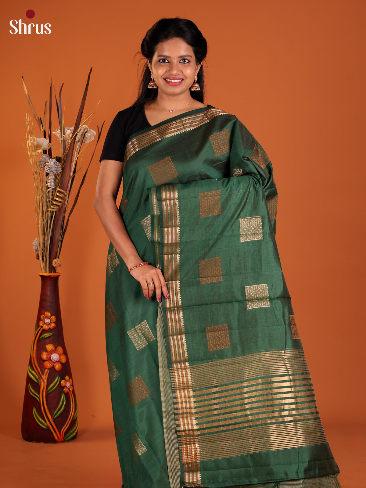 Green - Semi Rawsilk Saree