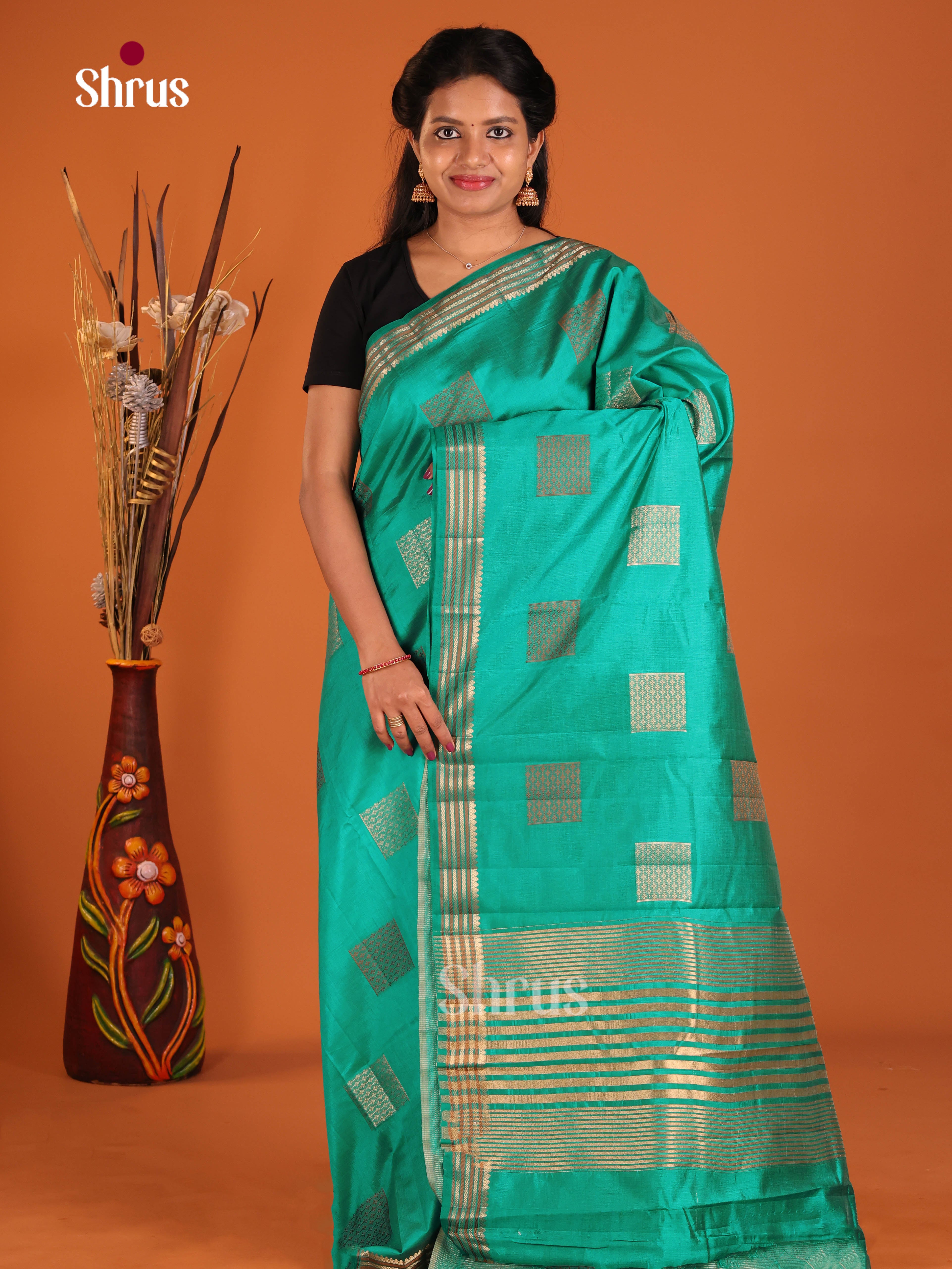 Green - Semi Rawsilk Saree