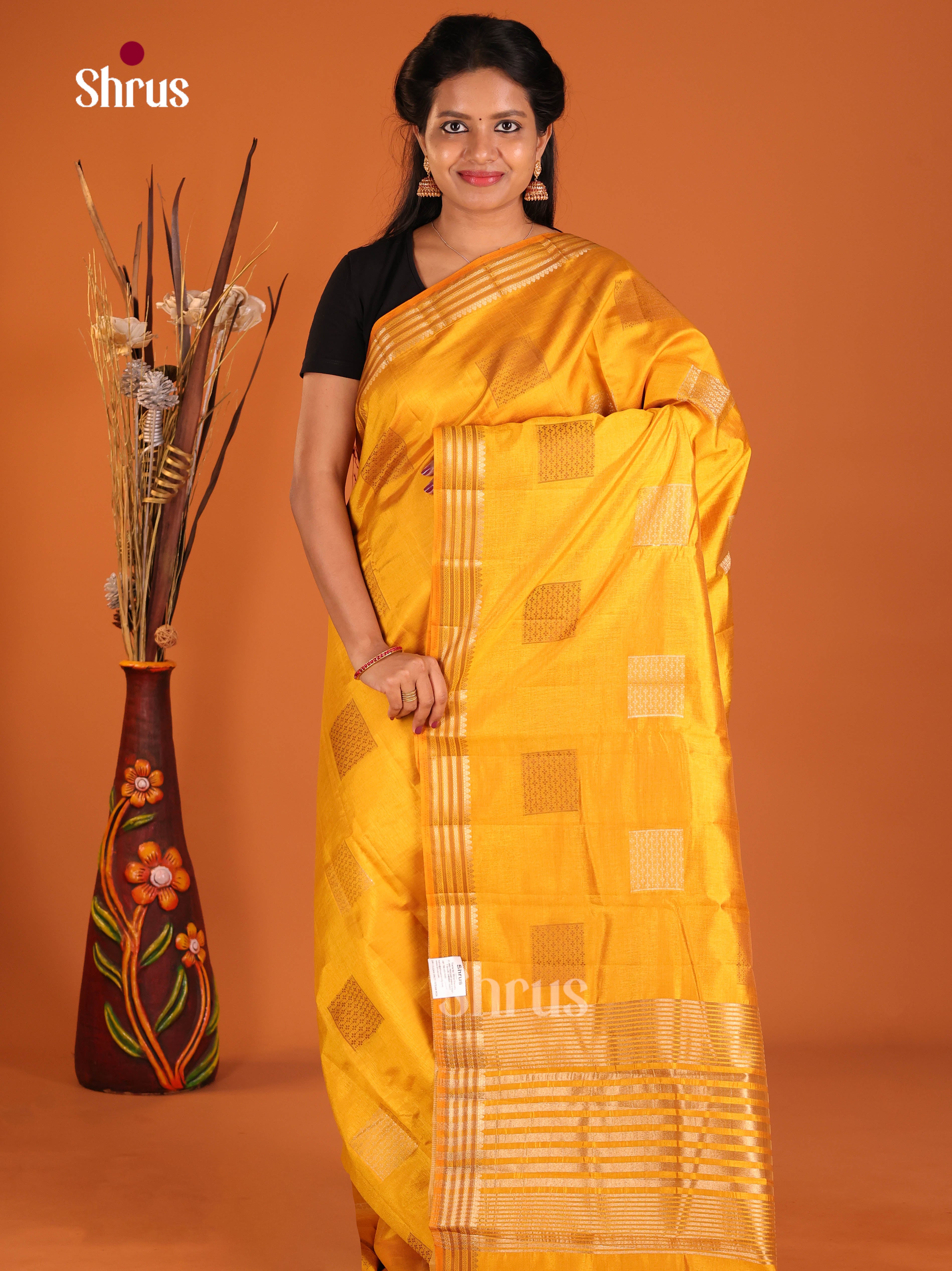Mustard - Semi Rawsilk Saree