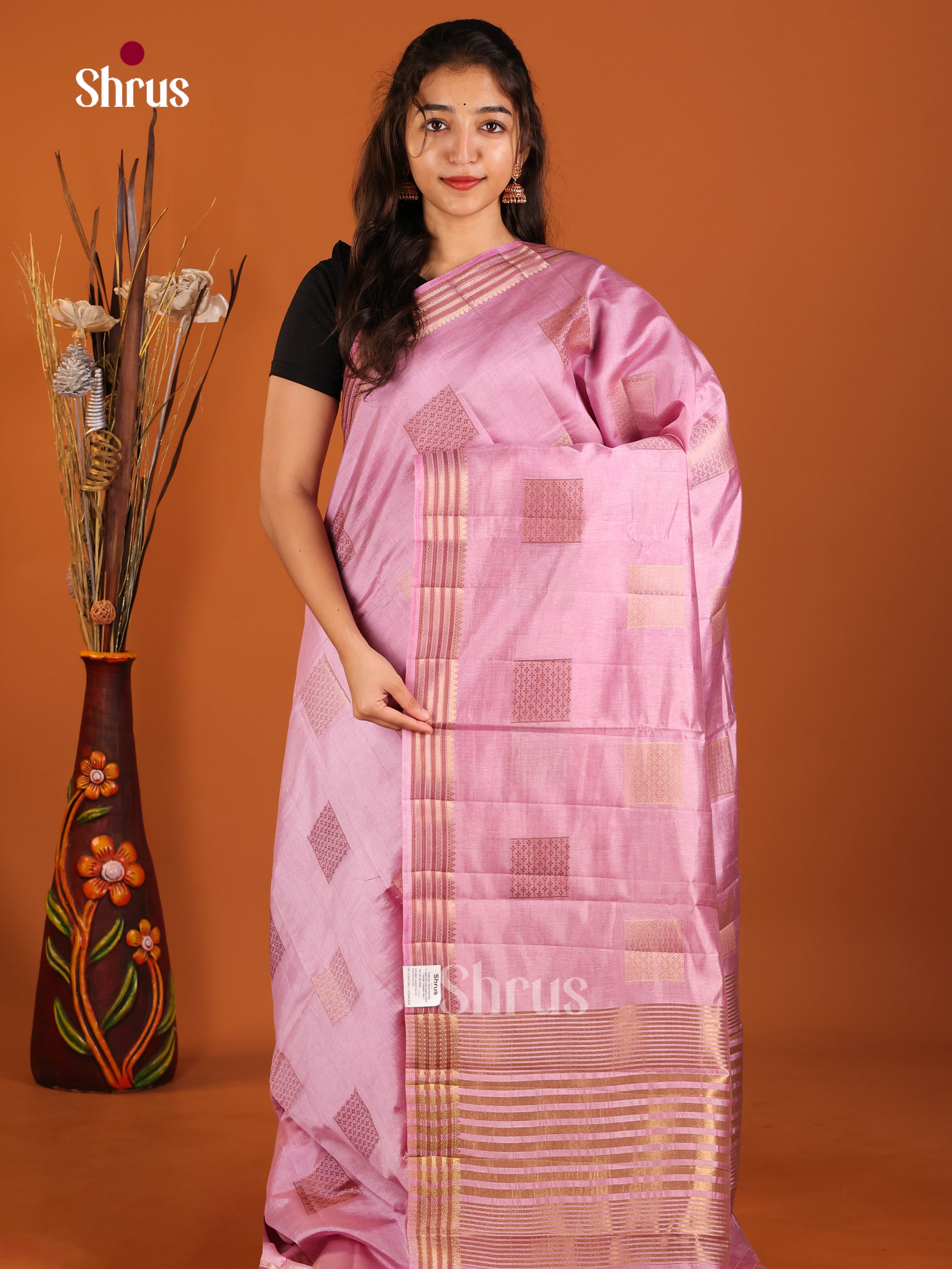 Purple - Semi Rawsilk Saree