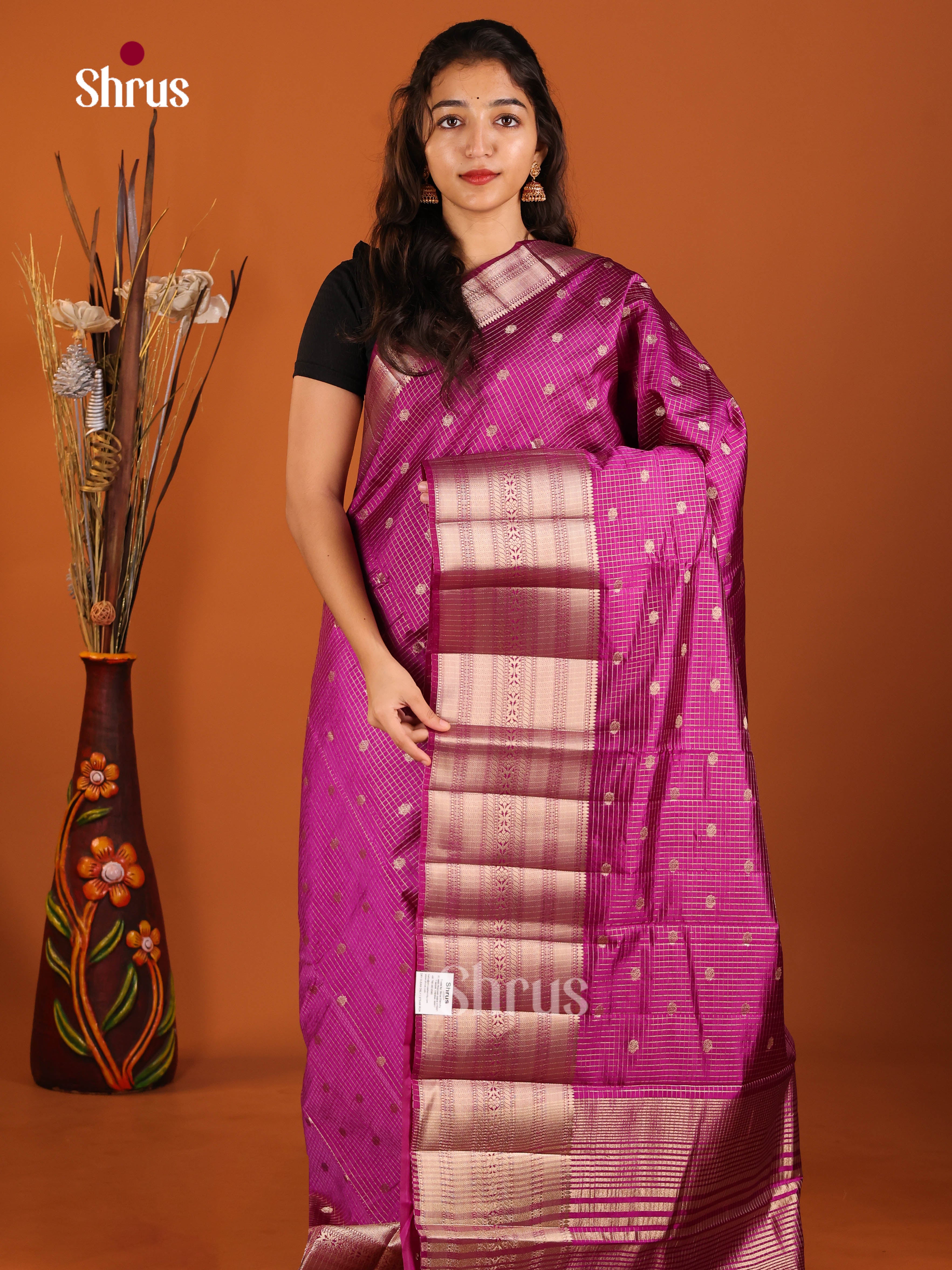Purple - Semi Rawsilk Saree