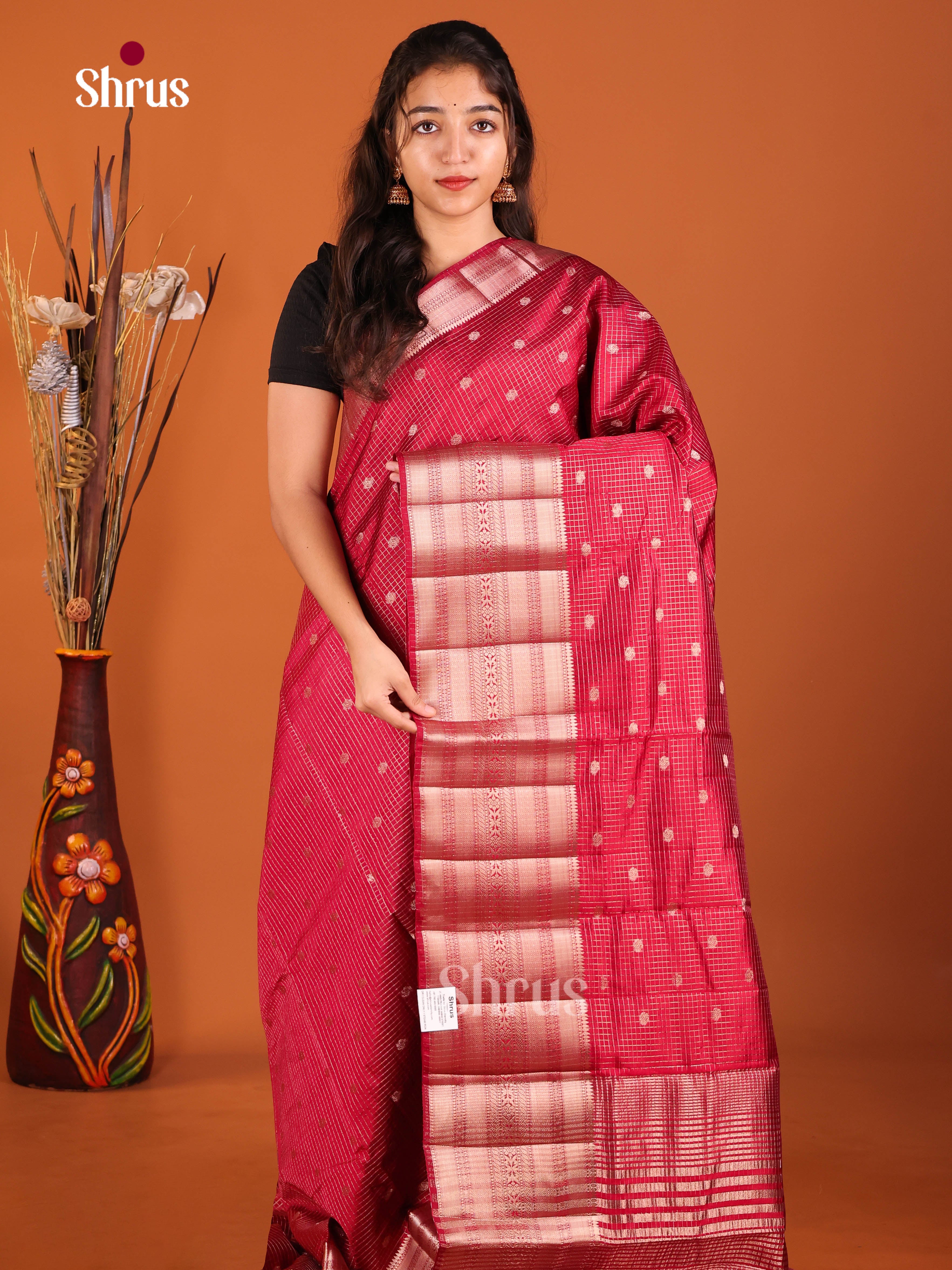 Red - Semi Rawsilk Saree