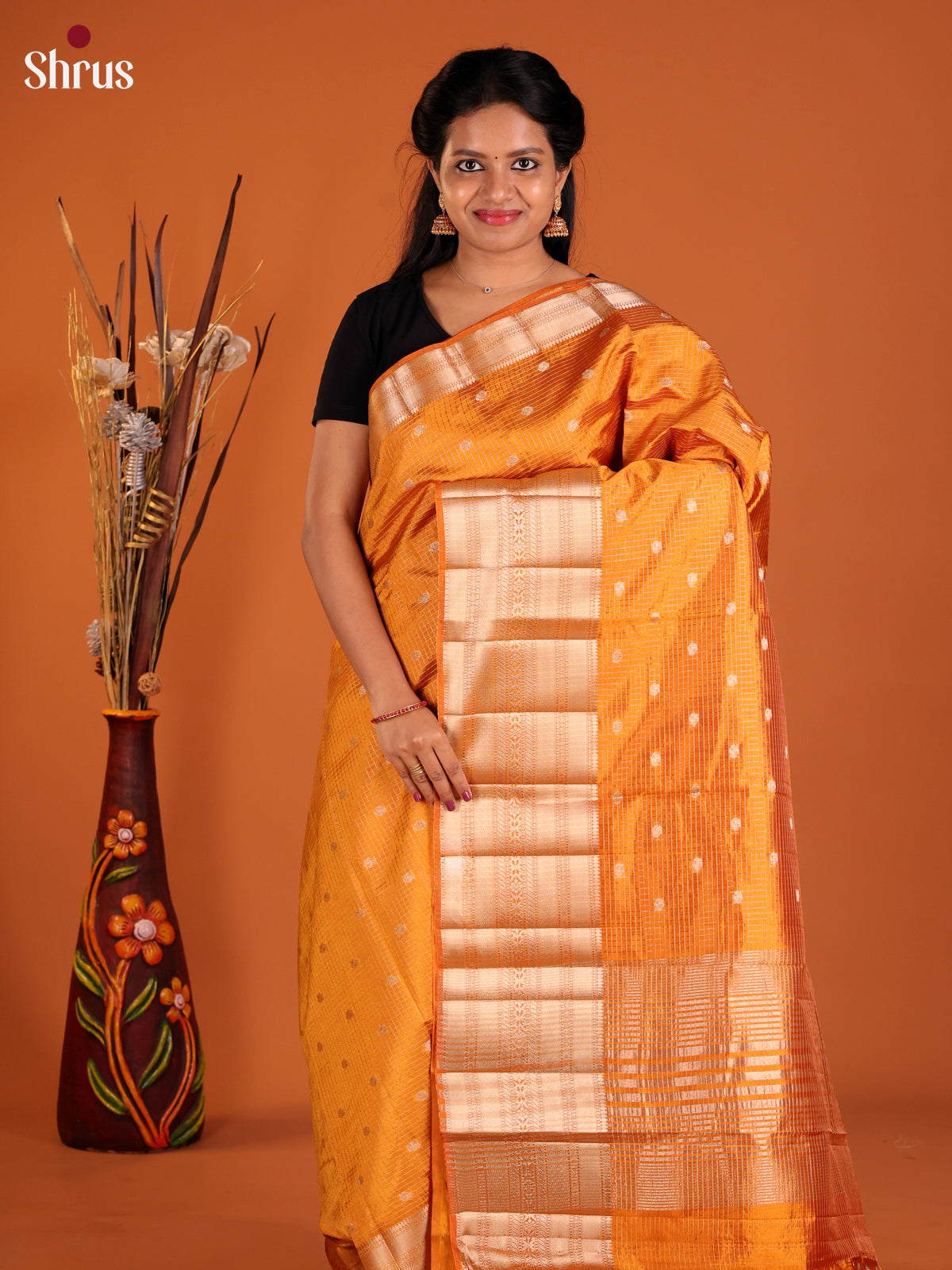 Mustard - Semi Rawsilk Saree