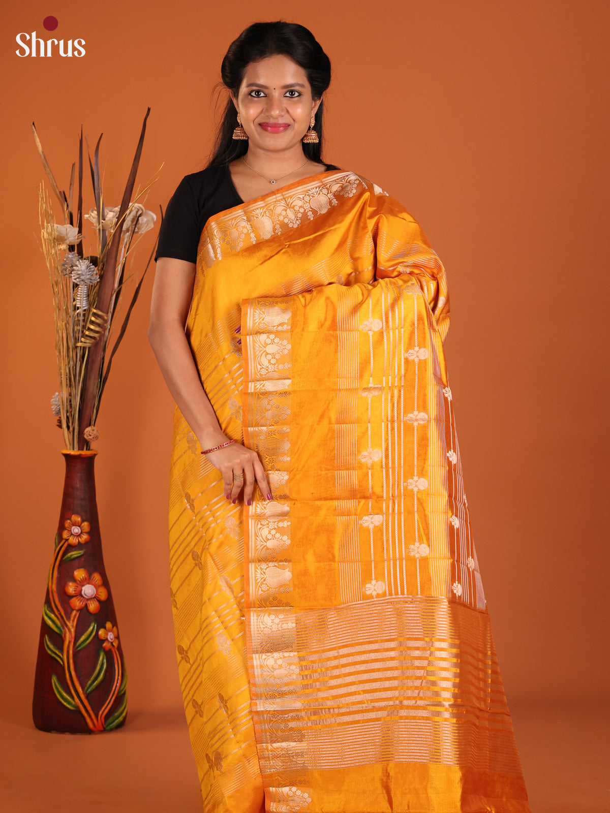 Mustard - Semi Rawsilk Saree
