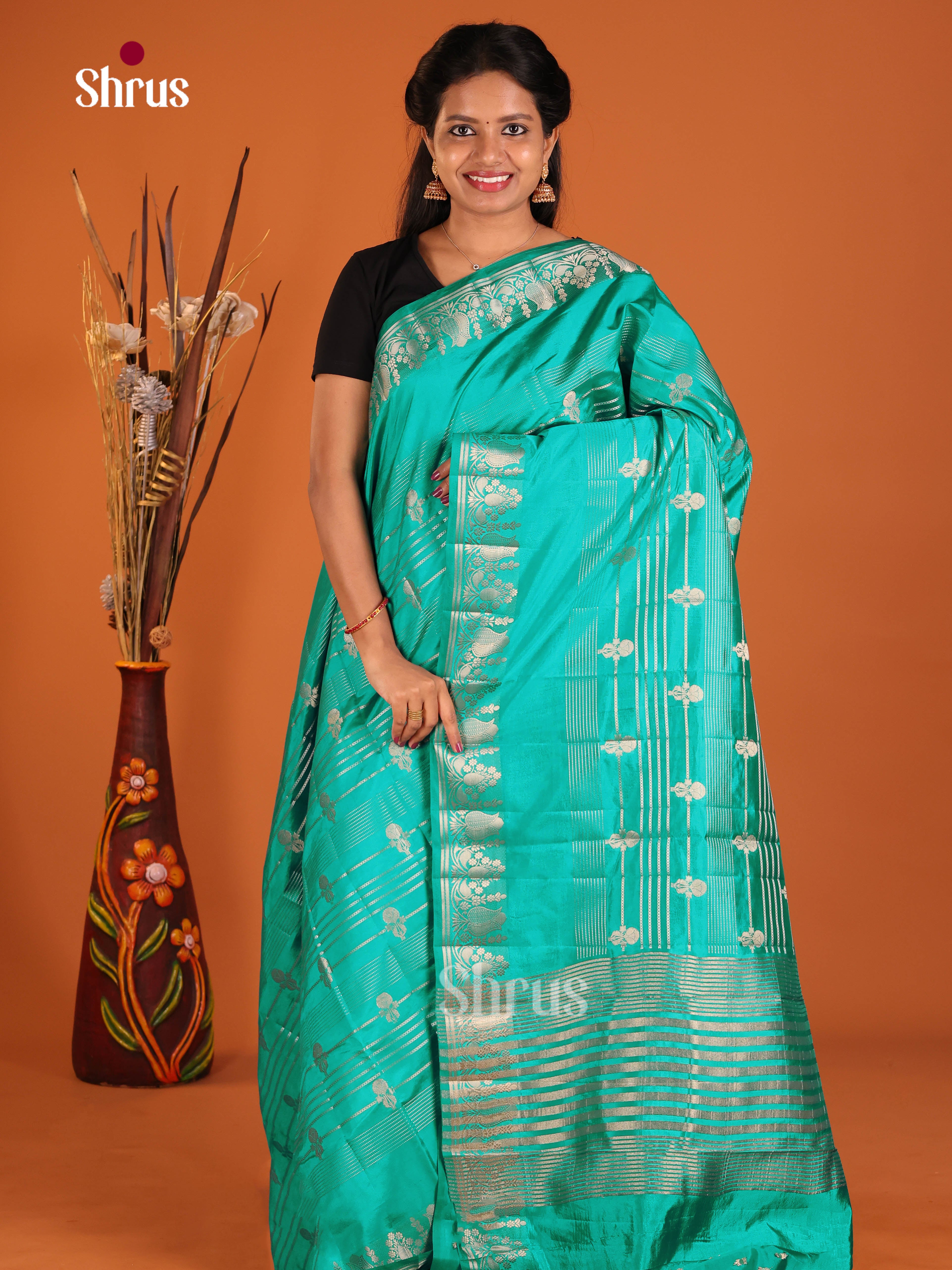 Green - Semi Rawsilk Saree