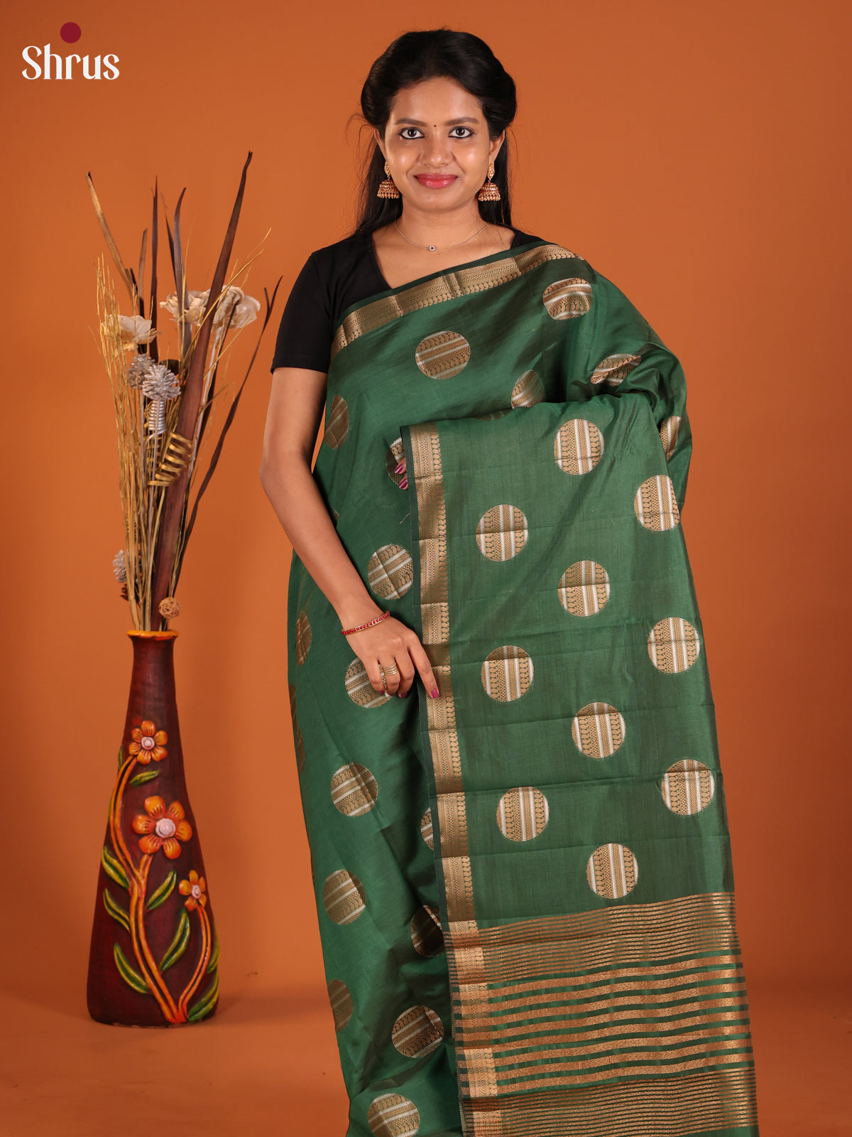 Green- Semi Rawsilk Saree