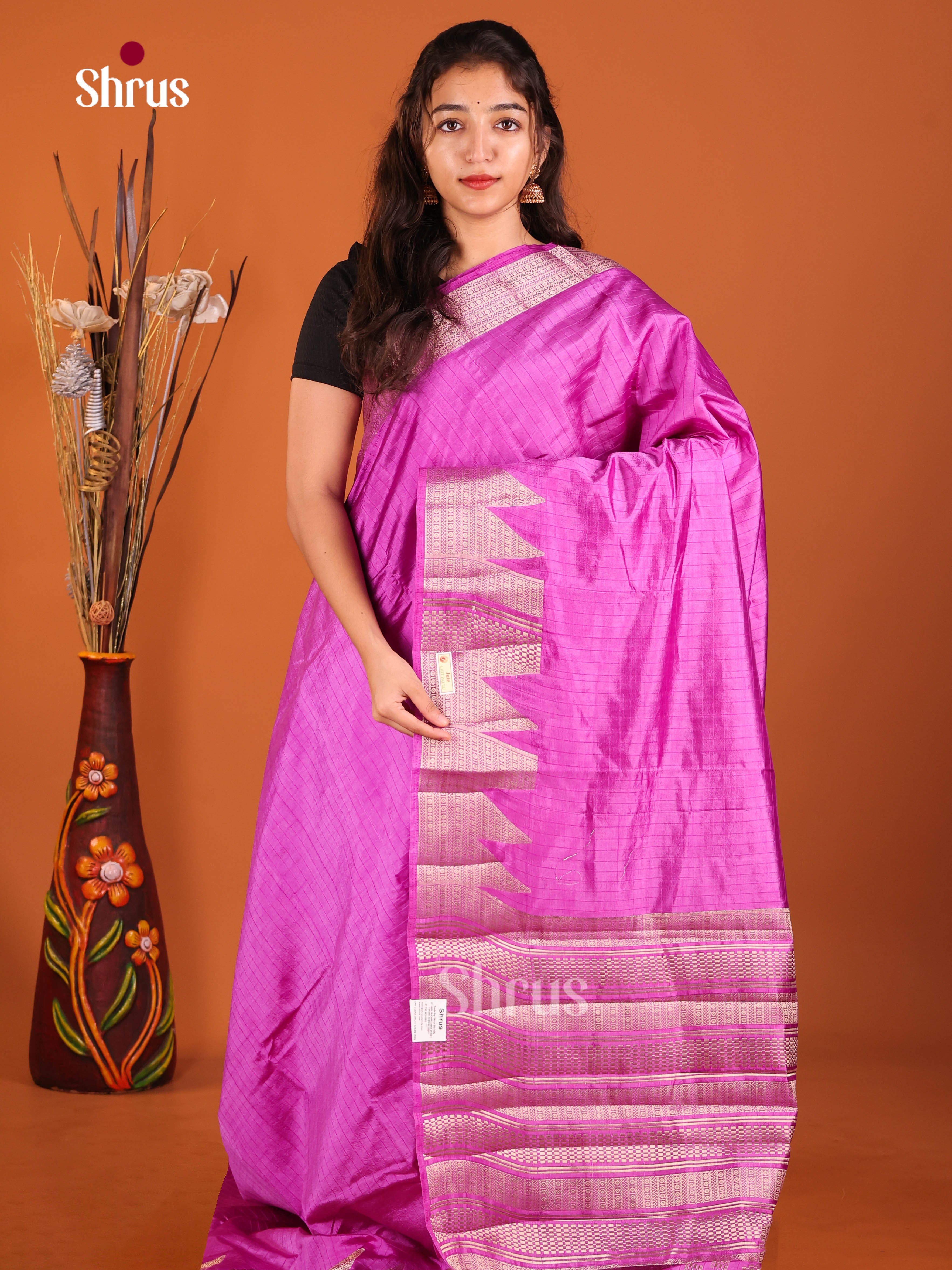 Purple - Semi Rawsilk Saree