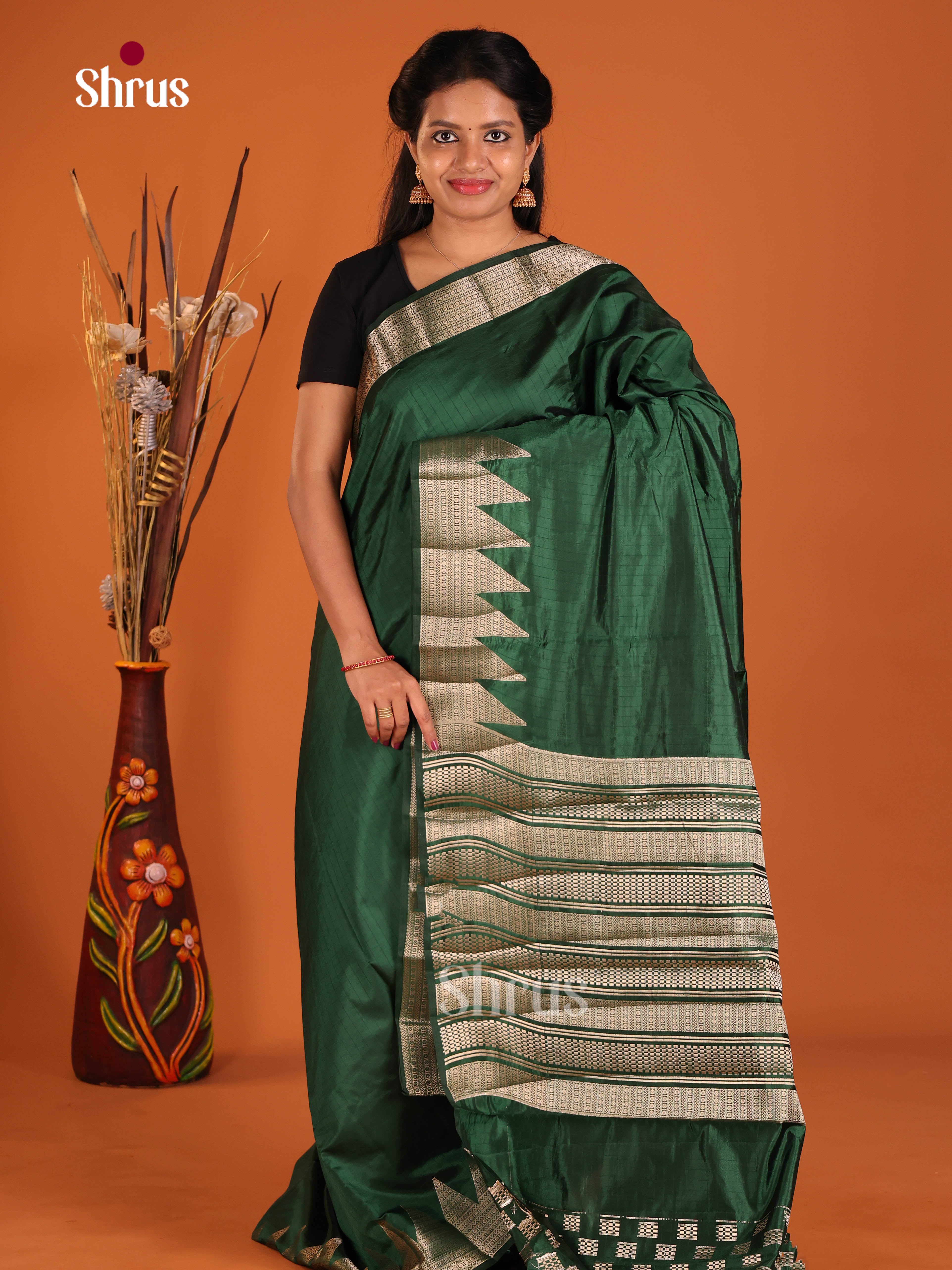 Green- Semi Rawsilk Saree