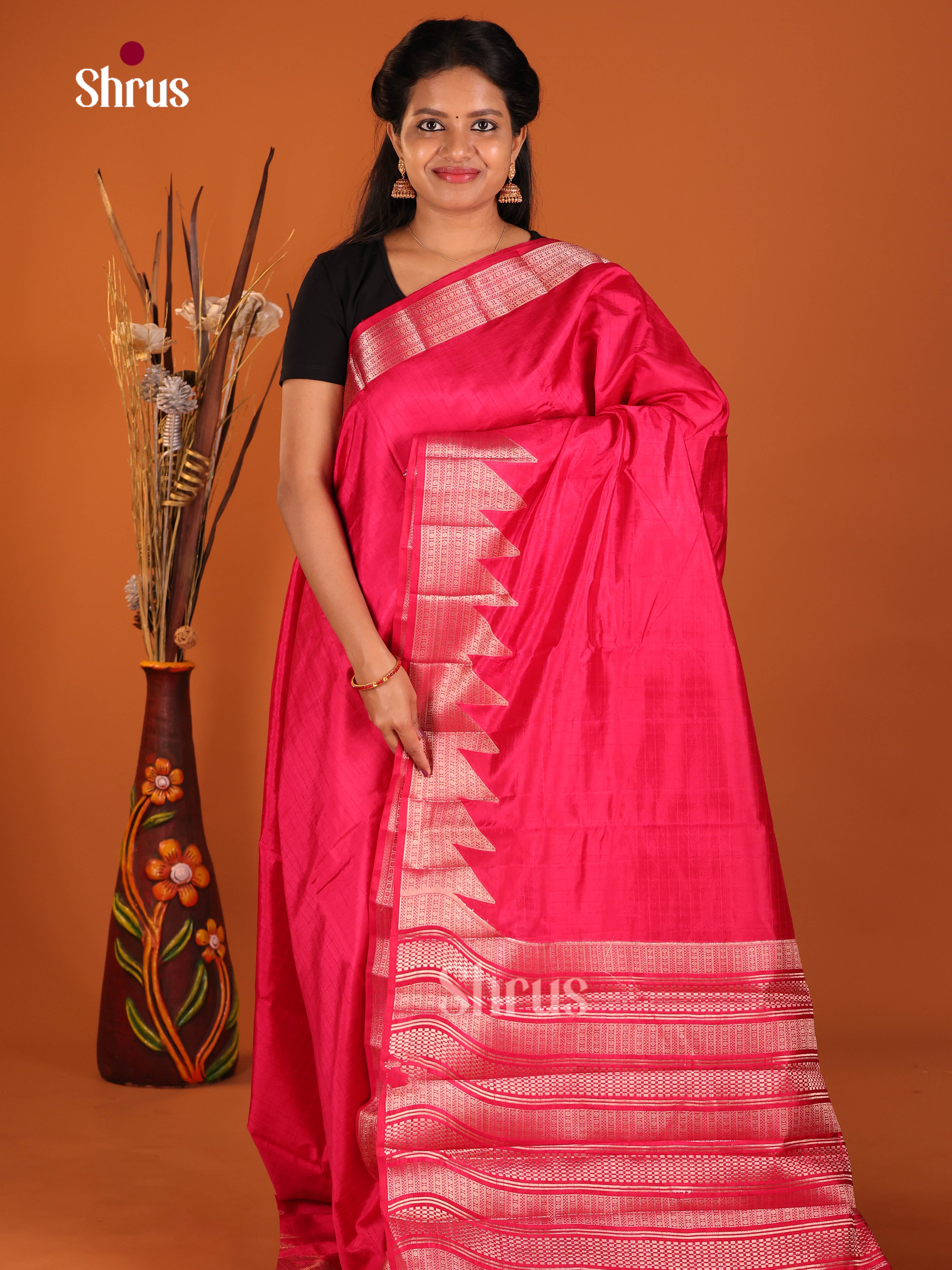 Red- Semi Rawsilk Saree
