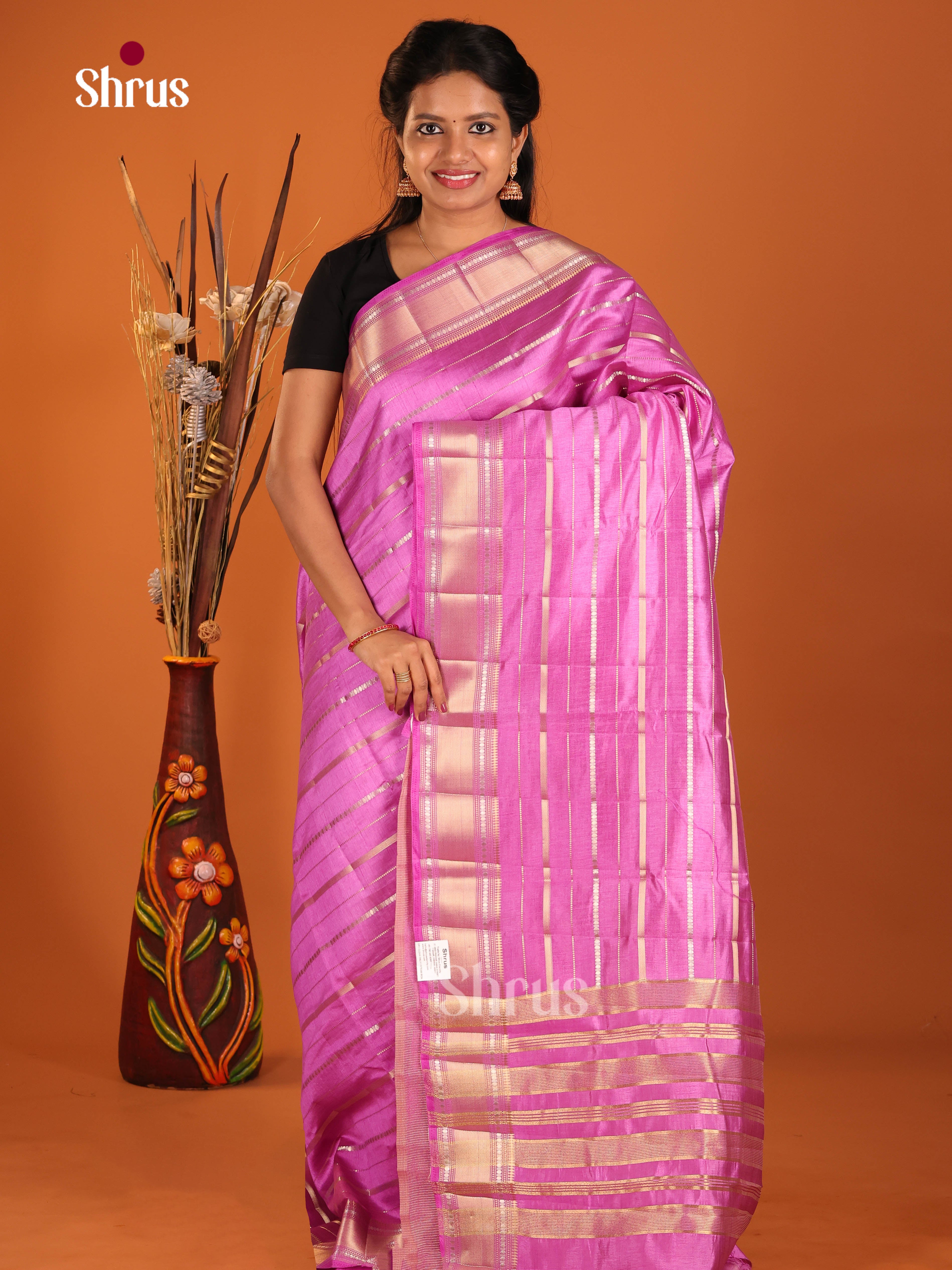 Purple - Semi Rawsilk Saree