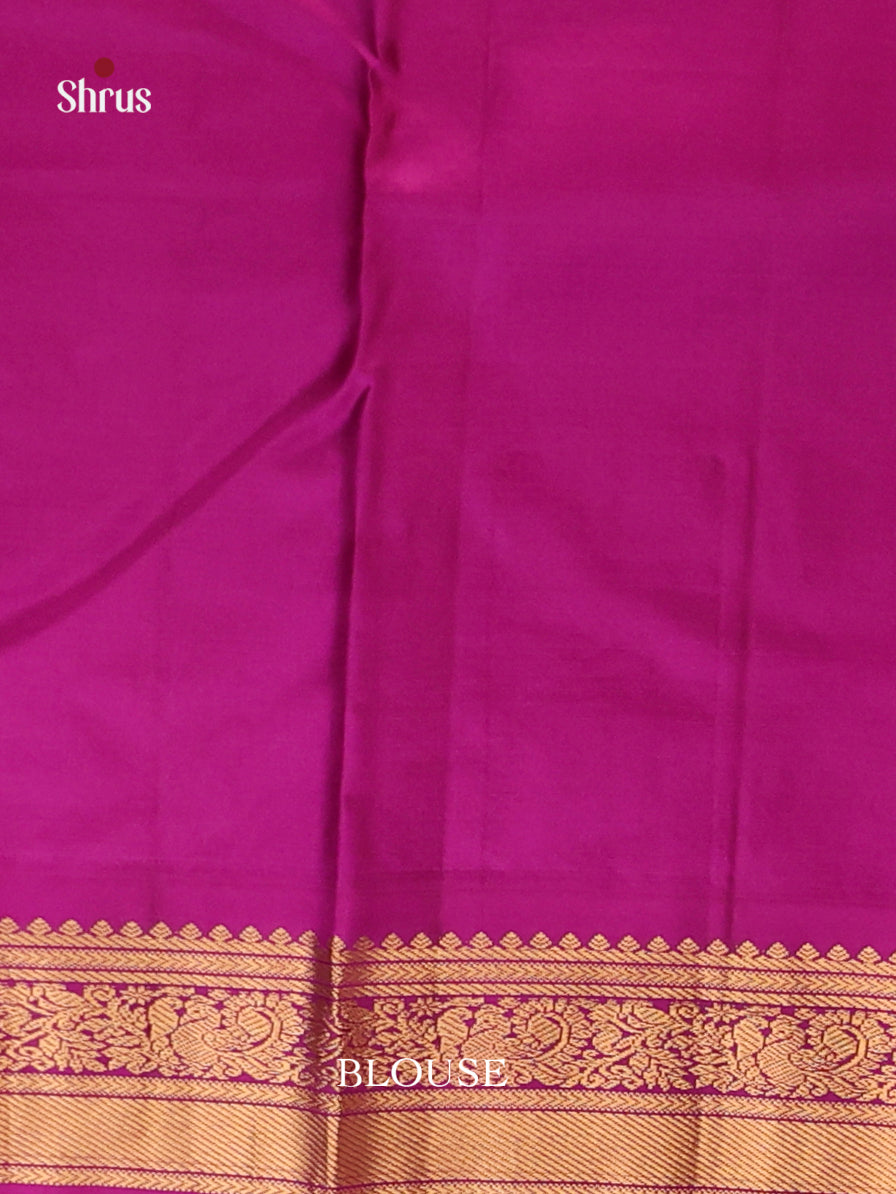 Luminous Yellow Kanjivaram Saree with golden buttas & Purple Brocade Pallu 2