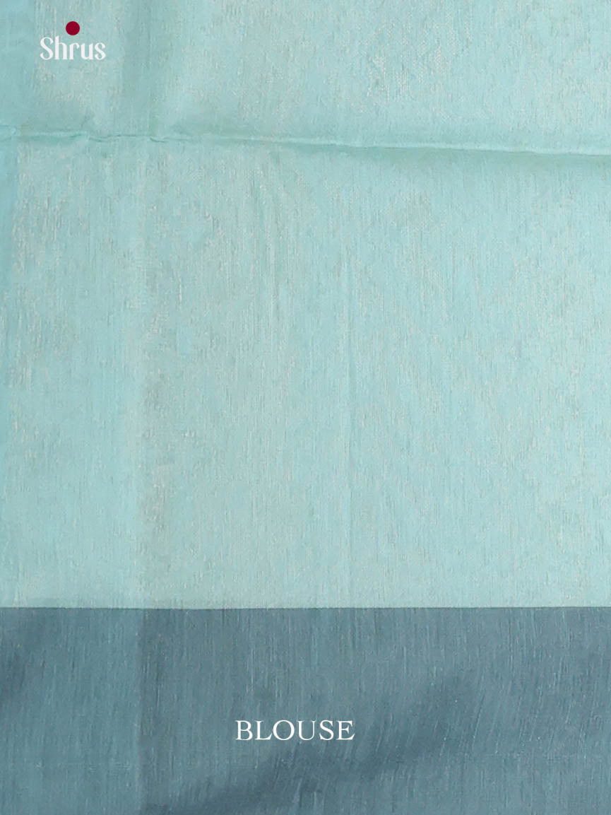 Grey & Pastel Blue - Semi Silkcotton Saree - Shop on Shrus.com