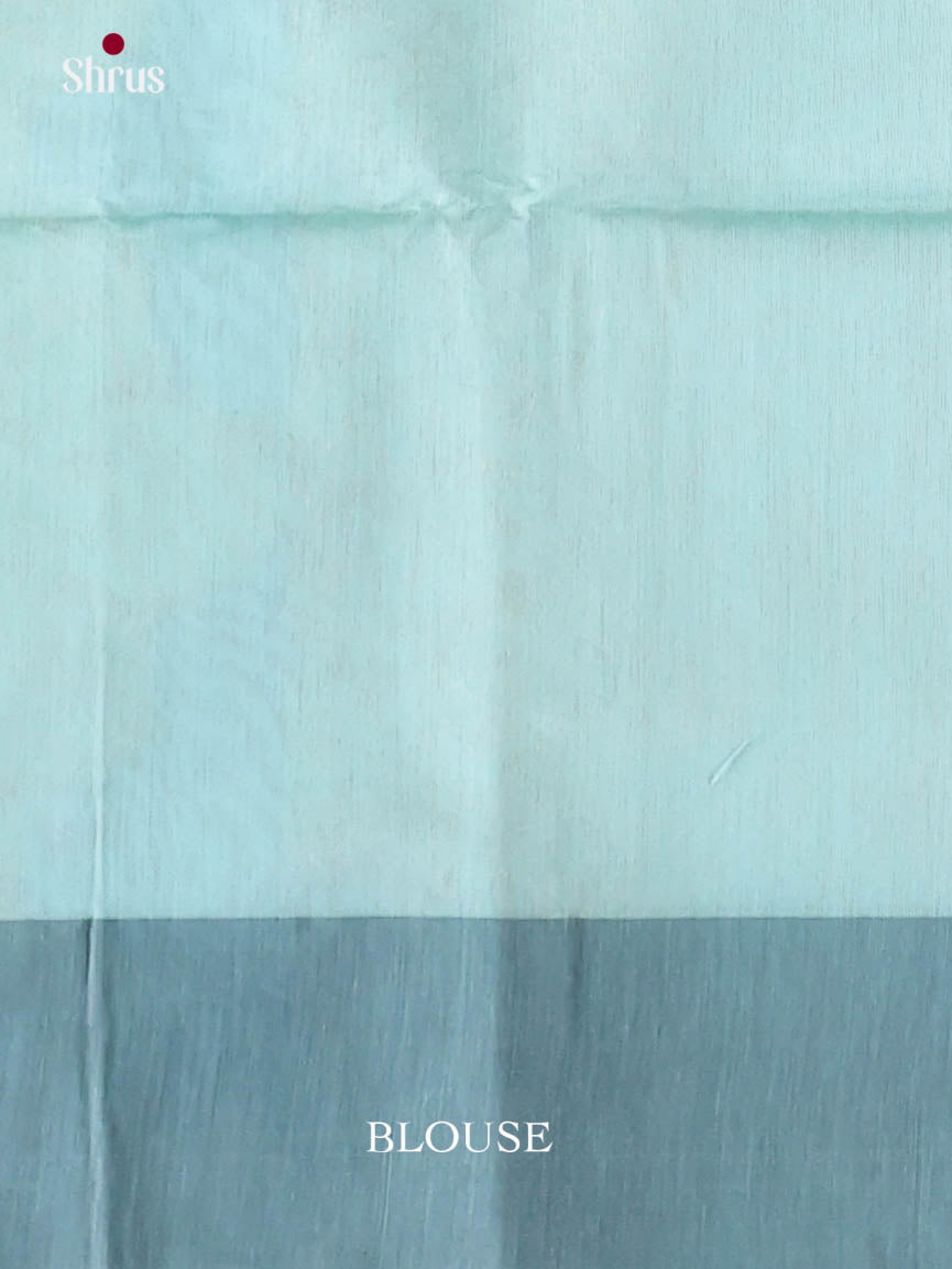 Pink & Pastel Blue - Semi Silkcotton Saree - Shop on Shrus.com