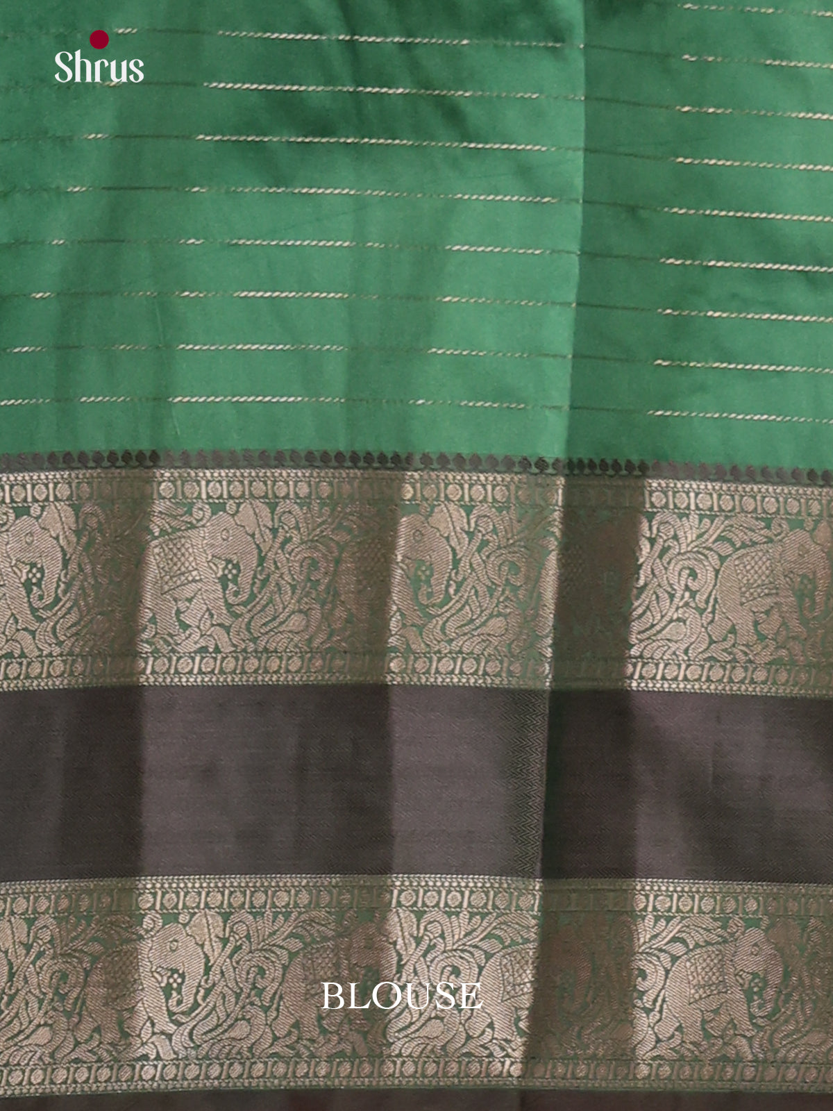 Cream & Green - Semi Dupion Saree
