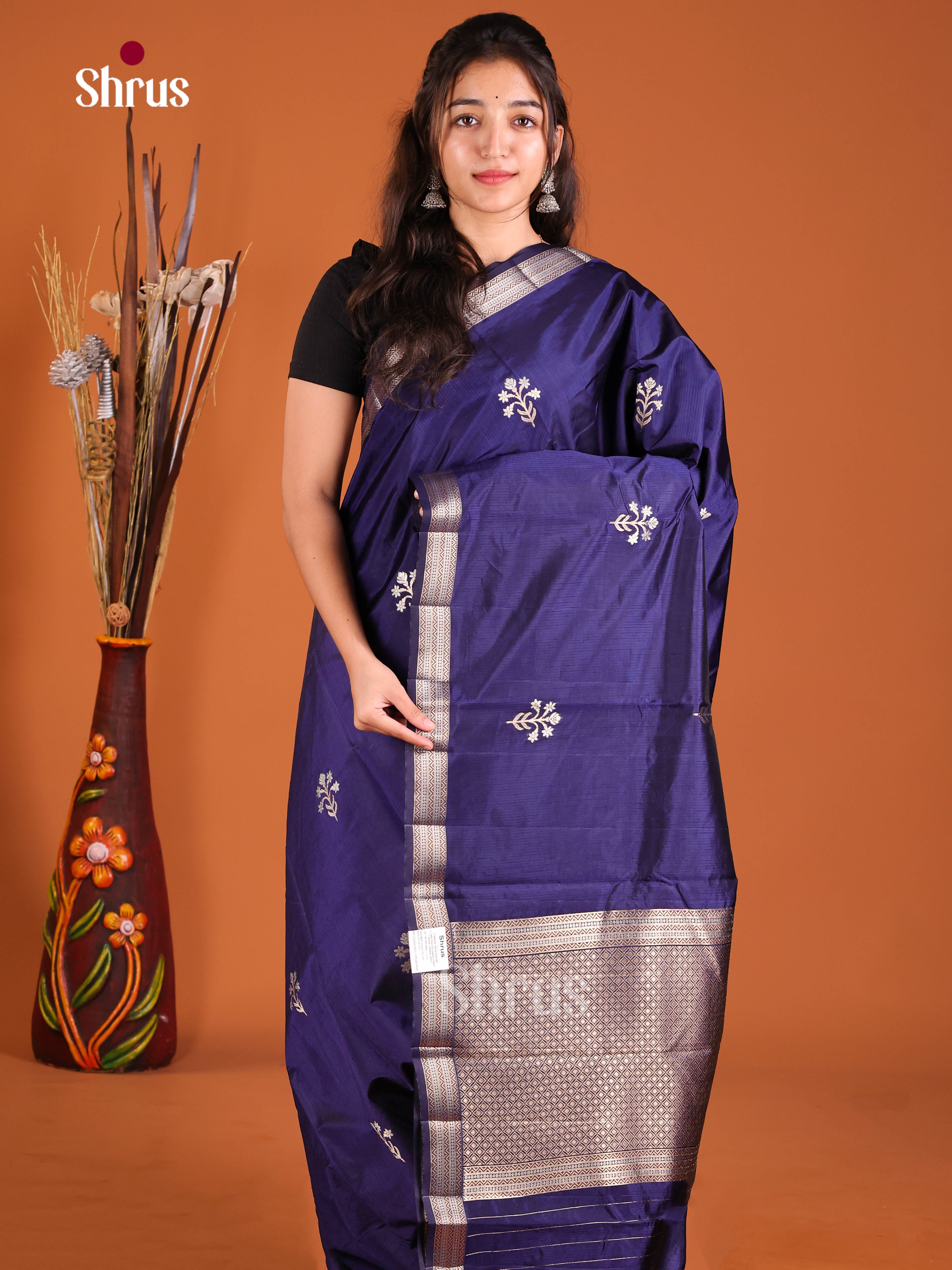 Blue - Semi Rawsilk Saree