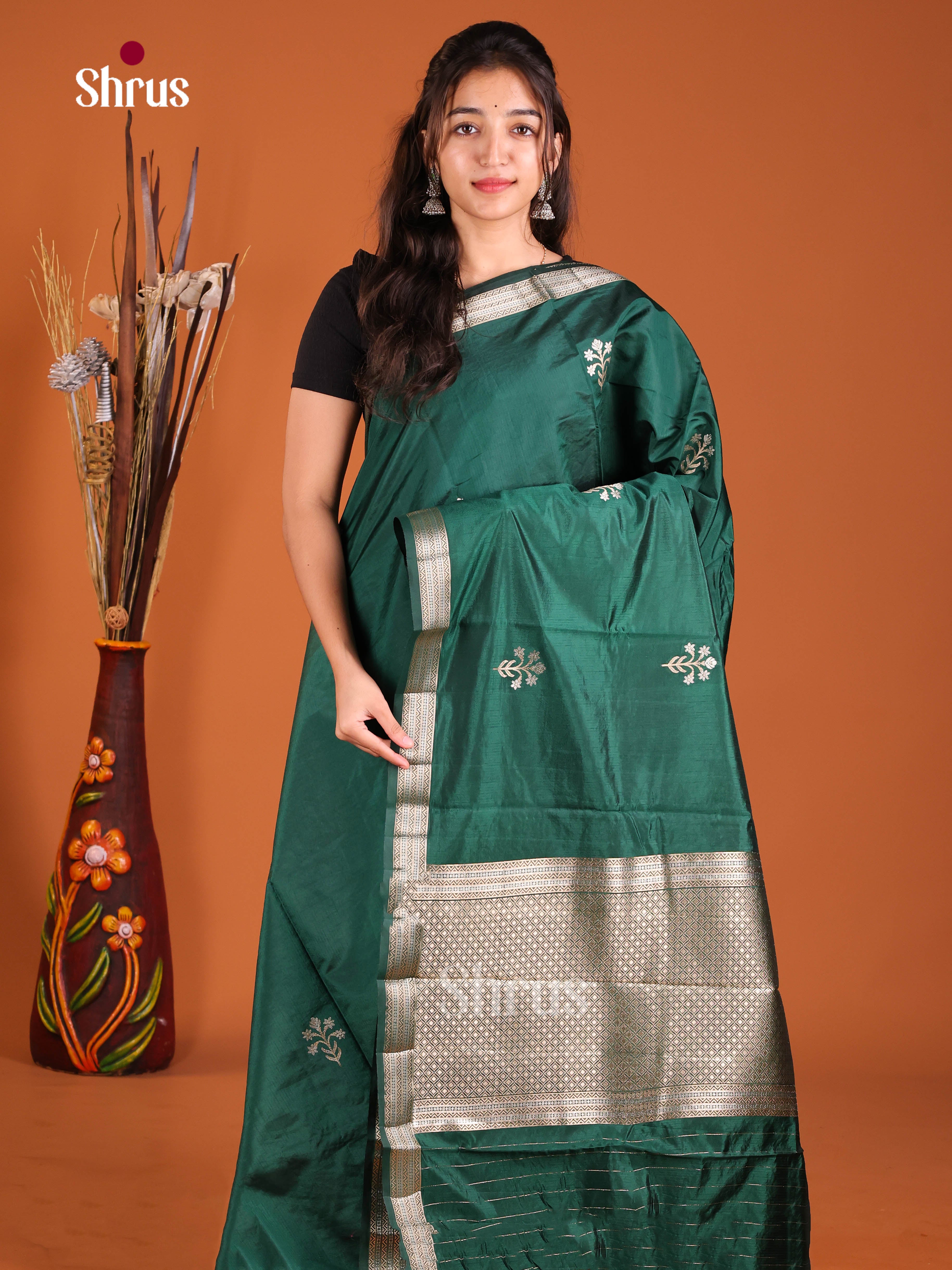 Green - Semi Rawsilk Saree