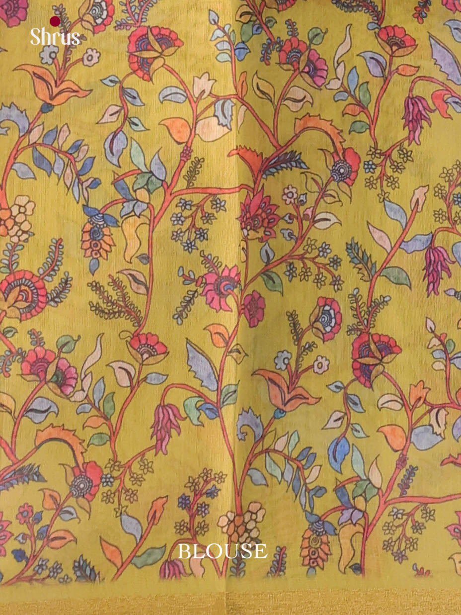 Blue & Light Green  - Linen Cotton Saree