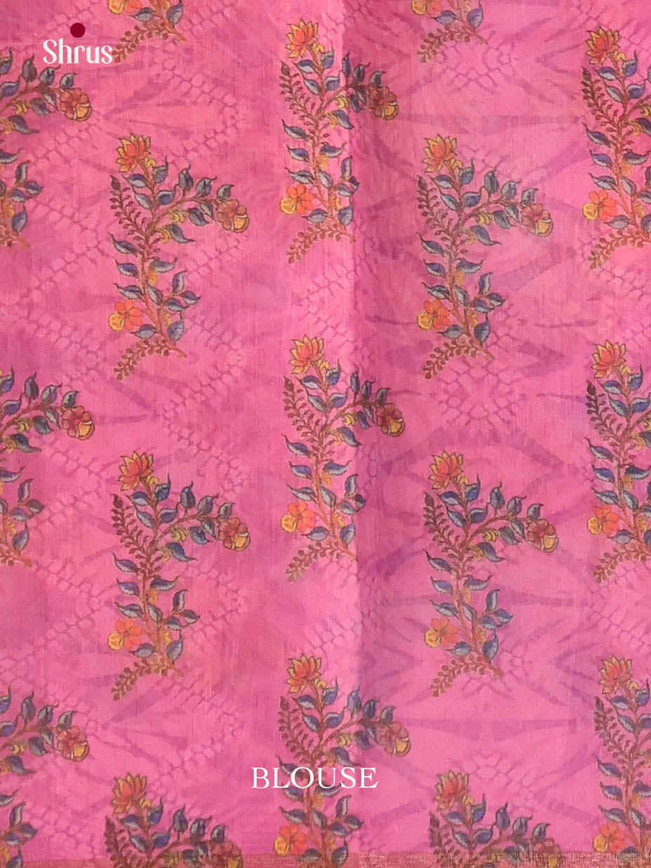 Blue & Pink  - Linen Cotton Saree