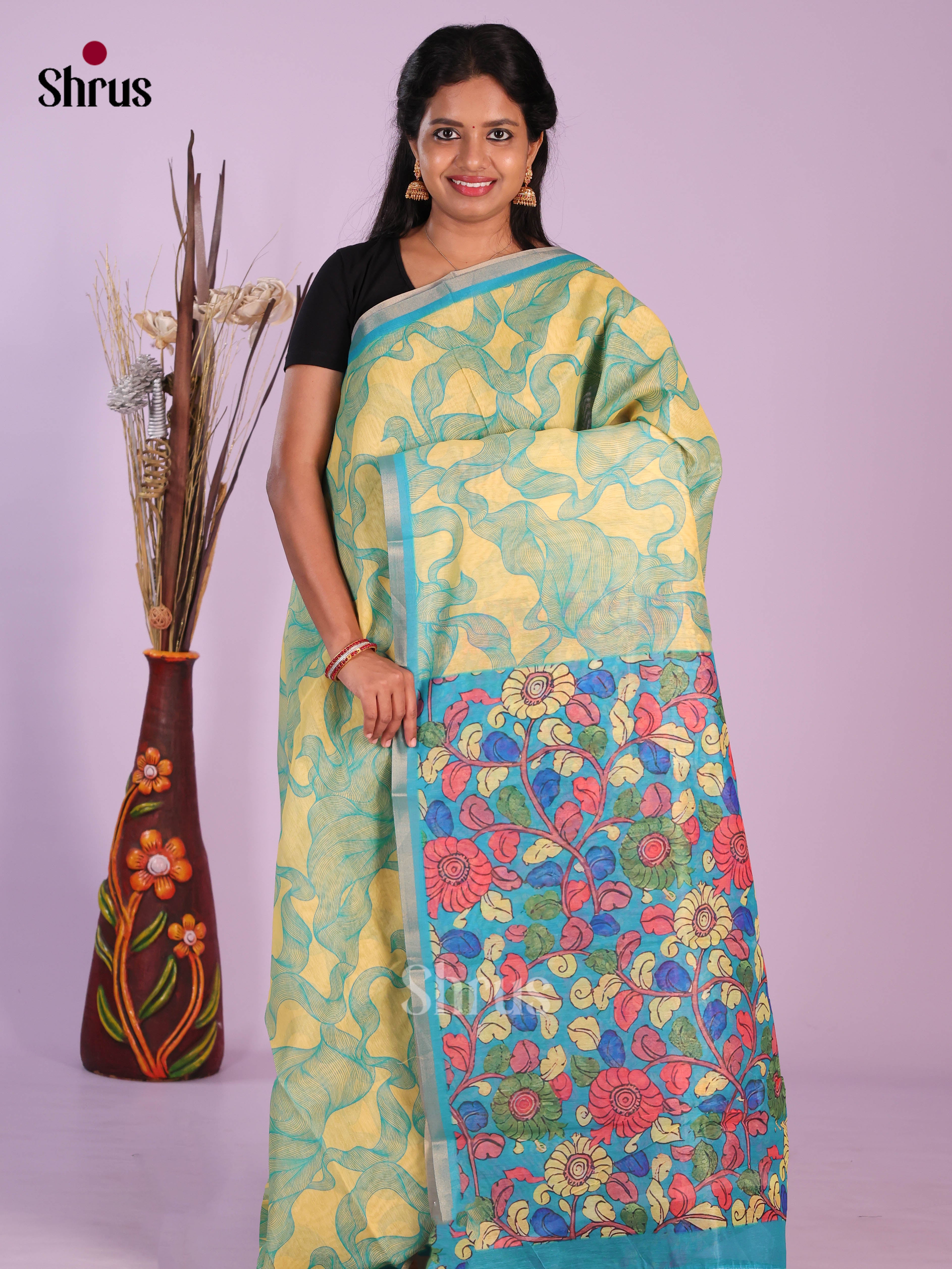 DJS06154 - Linen Cotton Saree - Shop on Shrus.com