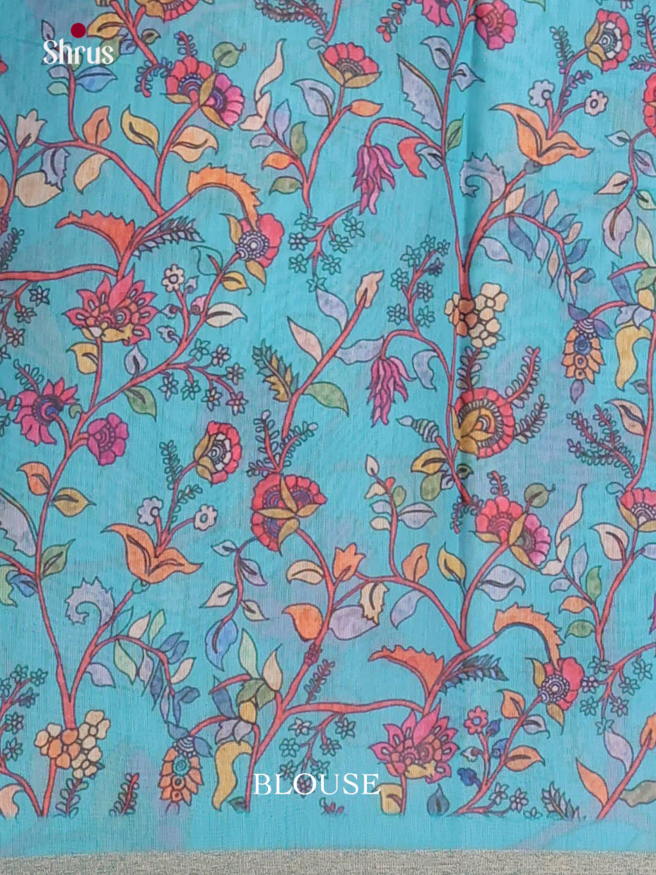 Red & Blue - Linen Cotton Saree