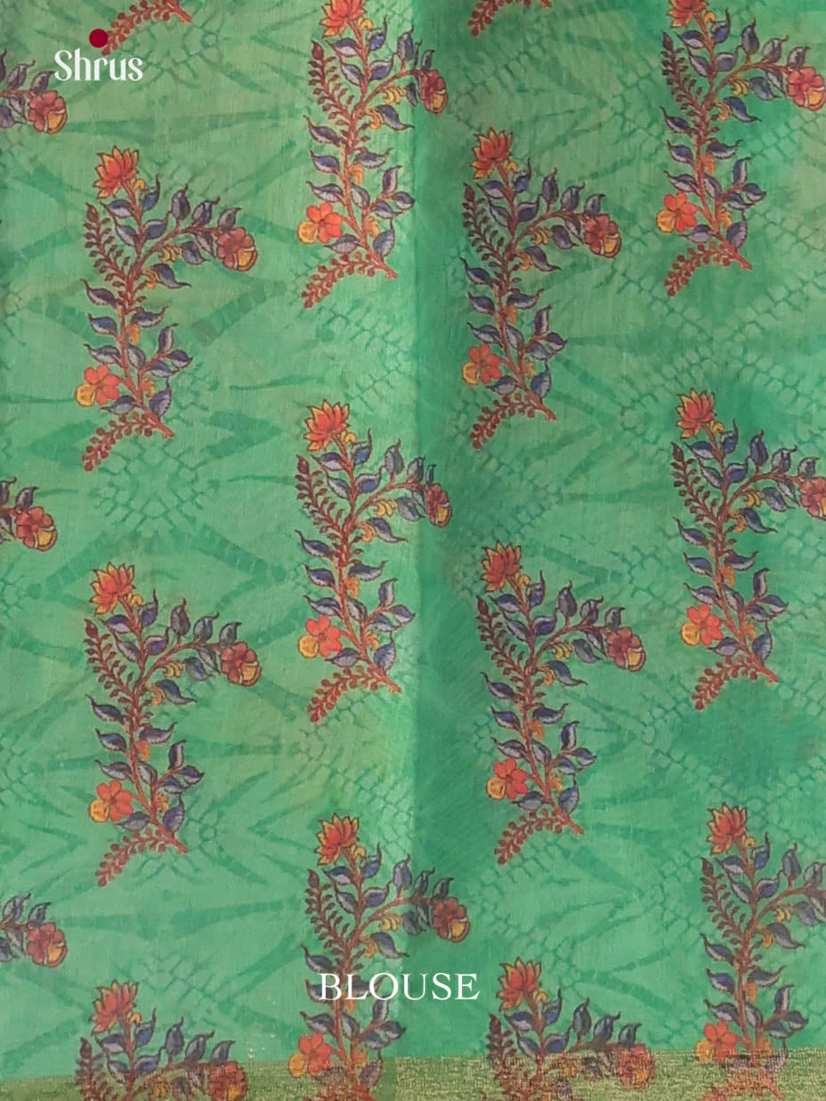 Peach & Green- Linen Cotton Saree