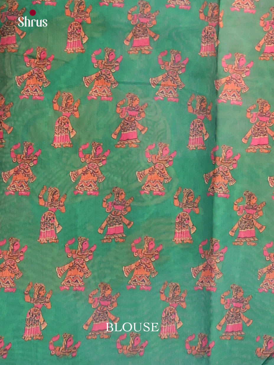 Peach & Green- Linen Cotton Saree
