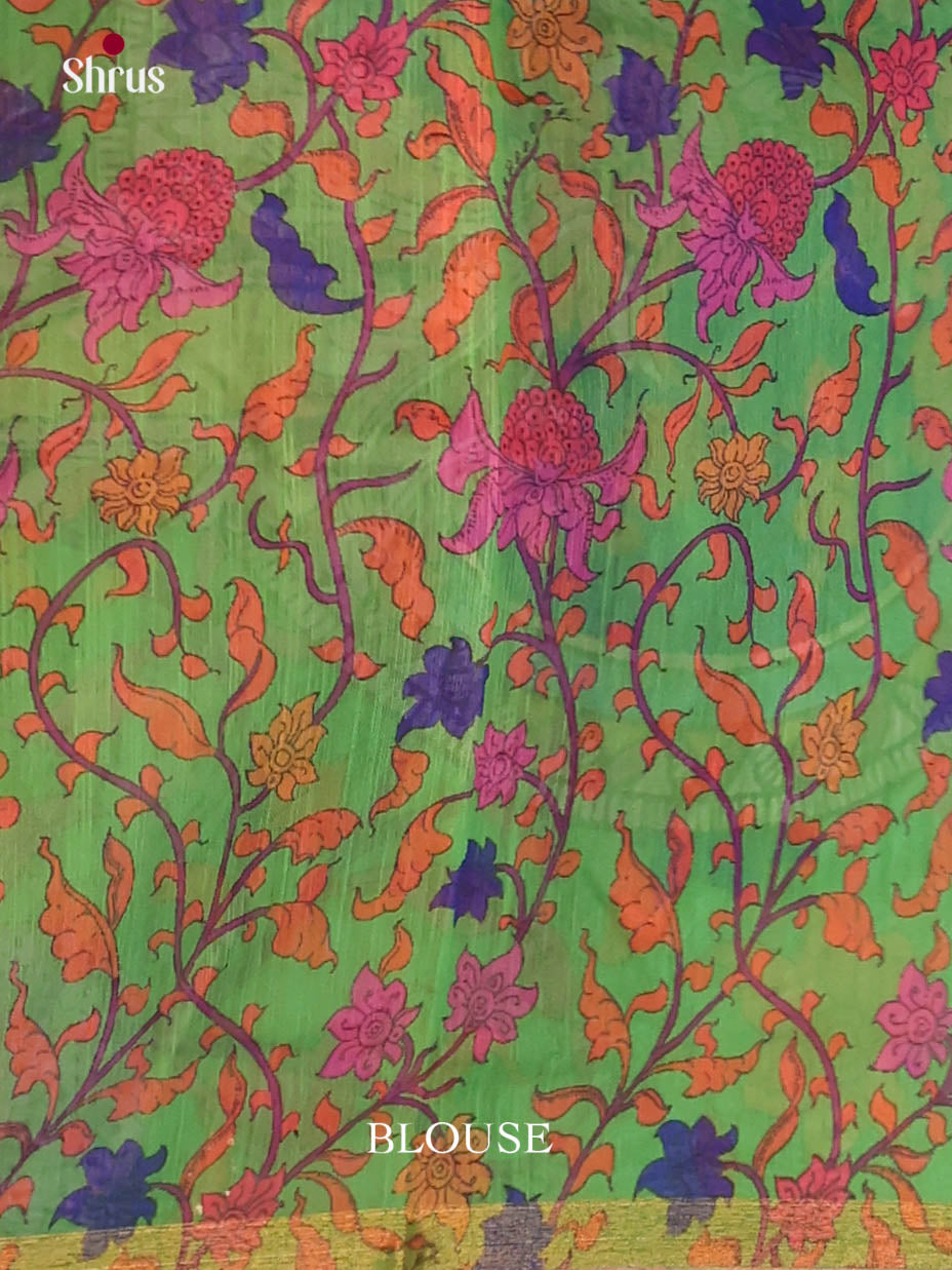 Purple & Green - Linen Cotton Saree