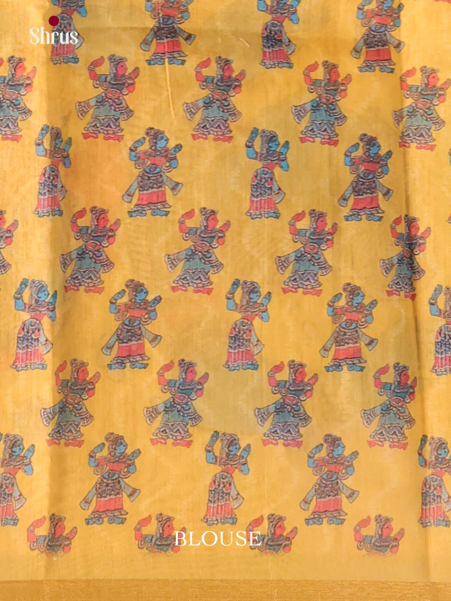 Blue & Yellow - Linen Cotton Saree