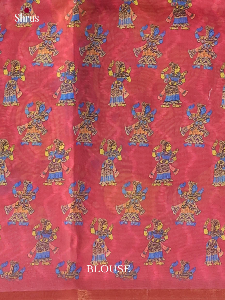 Grey & Red - Linen Cotton Saree - Shop on Shrus.com