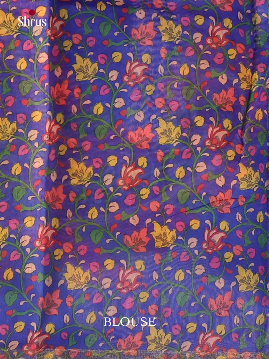 Reddish Pink & Blue- Linen Cotton Saree