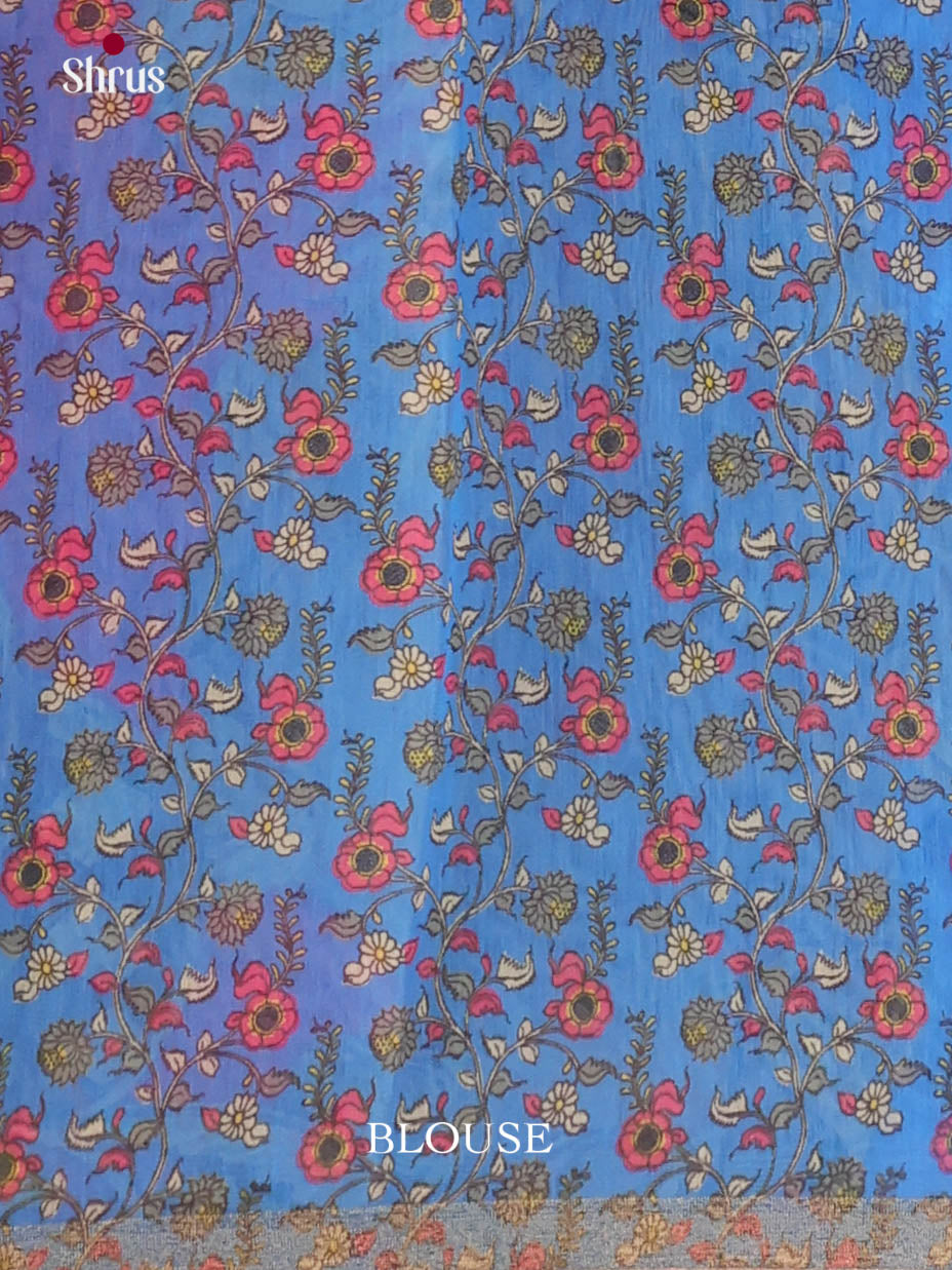 Pink & Blue - Linen Cotton Saree