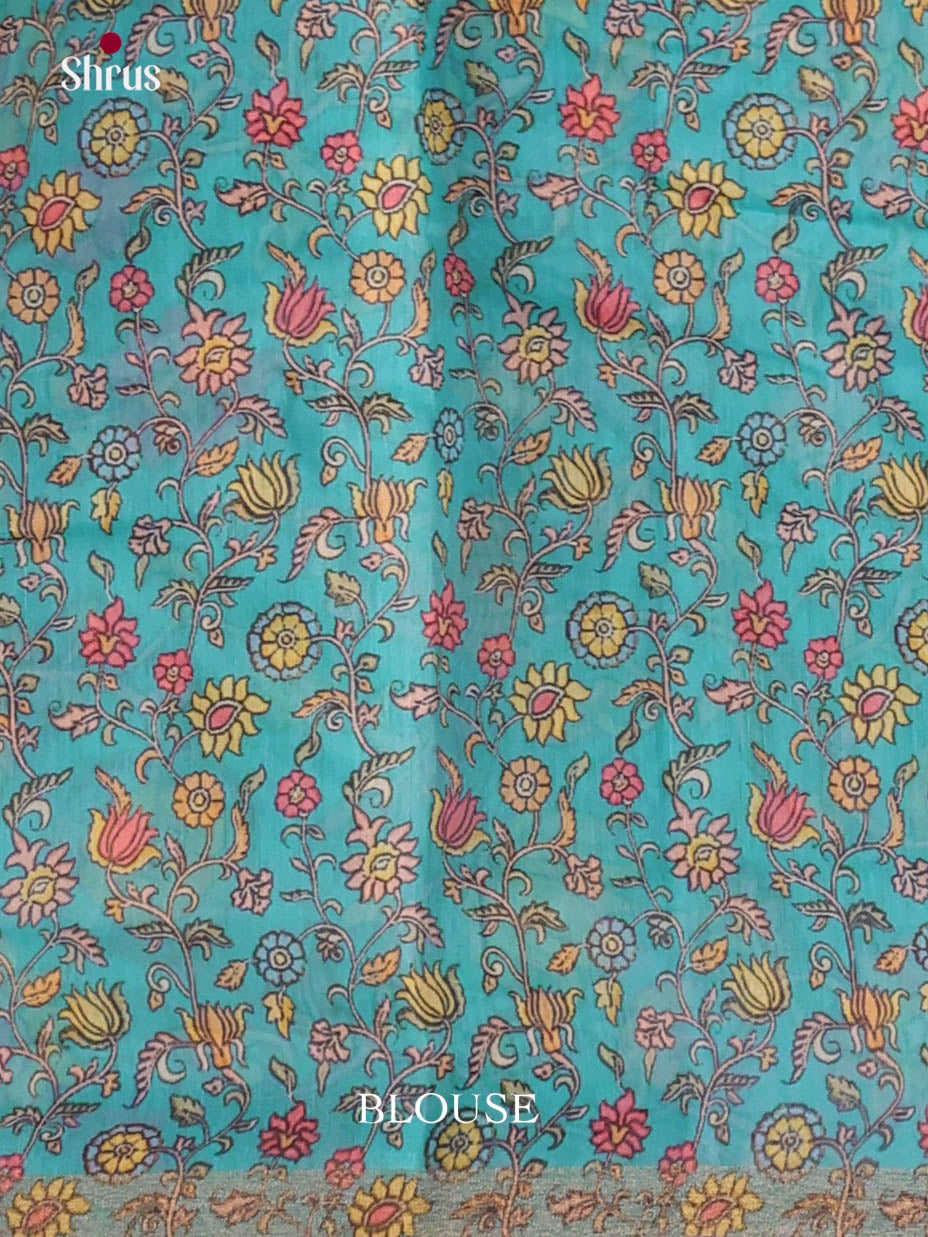 Yellow & Blue - Linen Cotton Saree