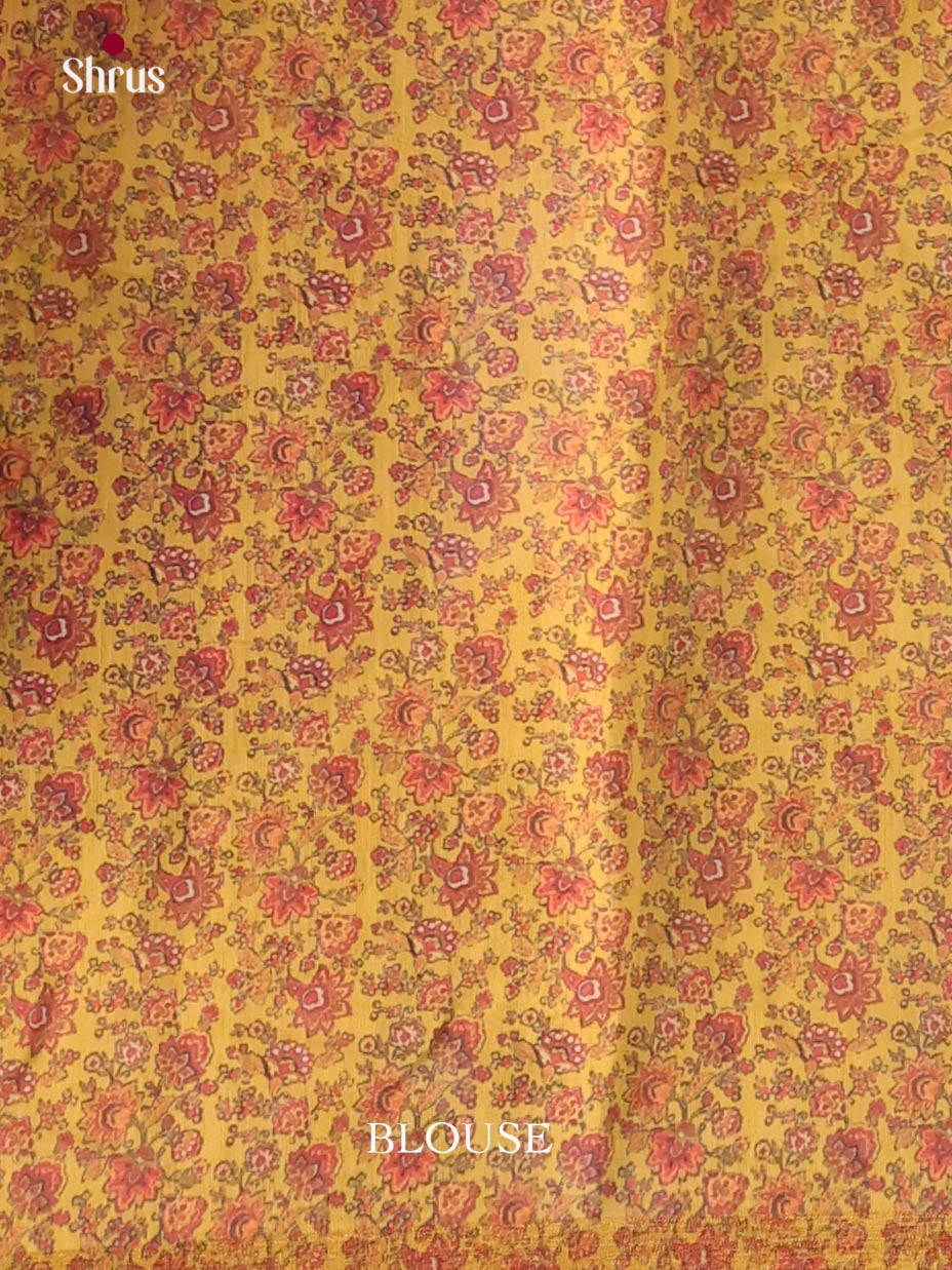 Blue & Yellow - Linen Cotton Saree