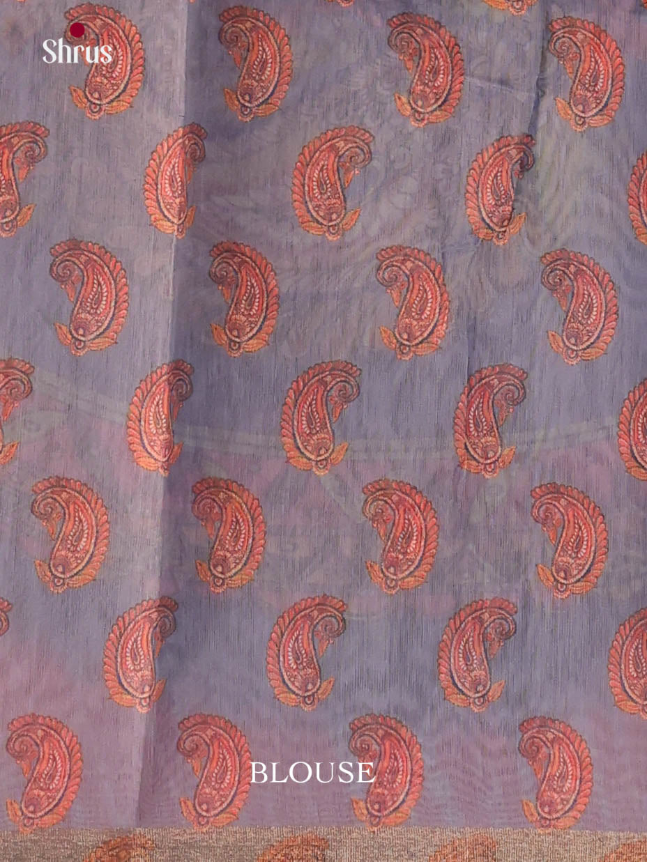 Pink & Grey - Linen Cotton Saree - Shop on Shrus.com