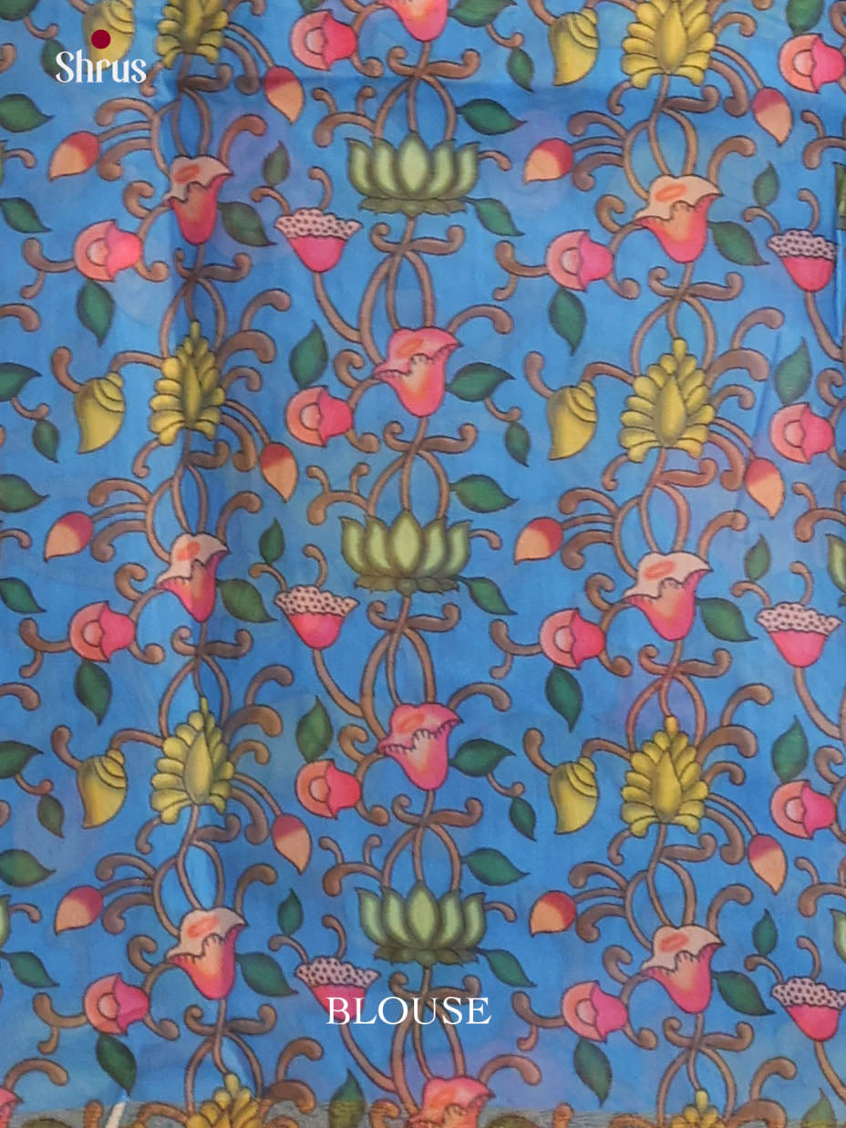 Yellow & Blue - Linen Cotton Saree