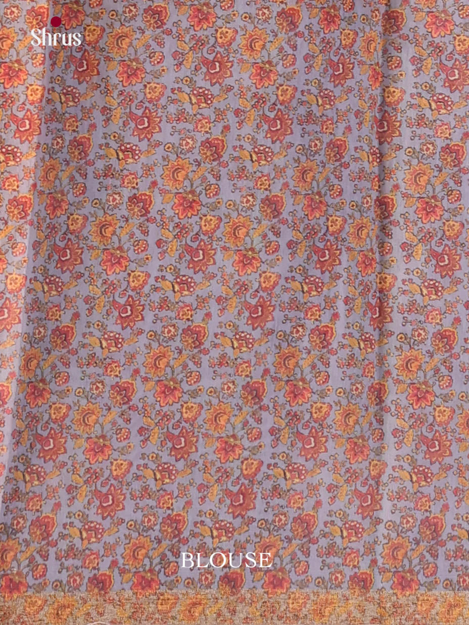 Orange & Grey - Linen Cotton Saree