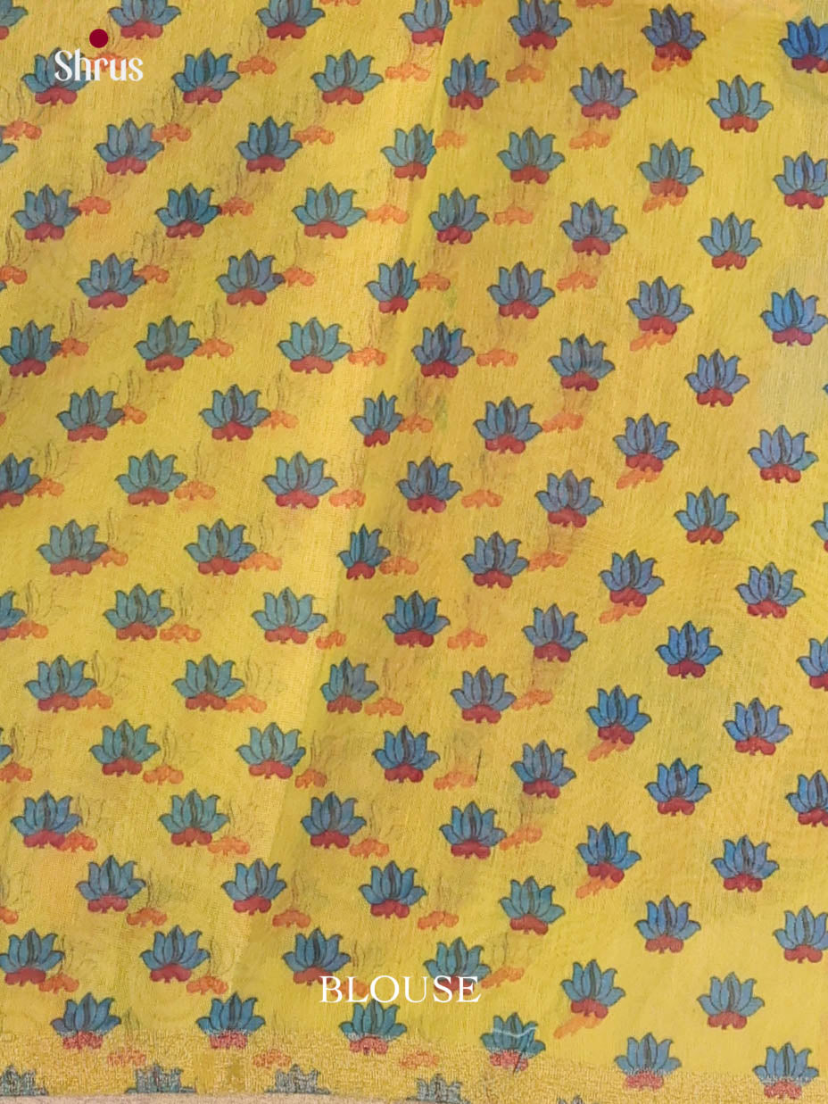 Blue & Yellow - Linen Cotton Saree