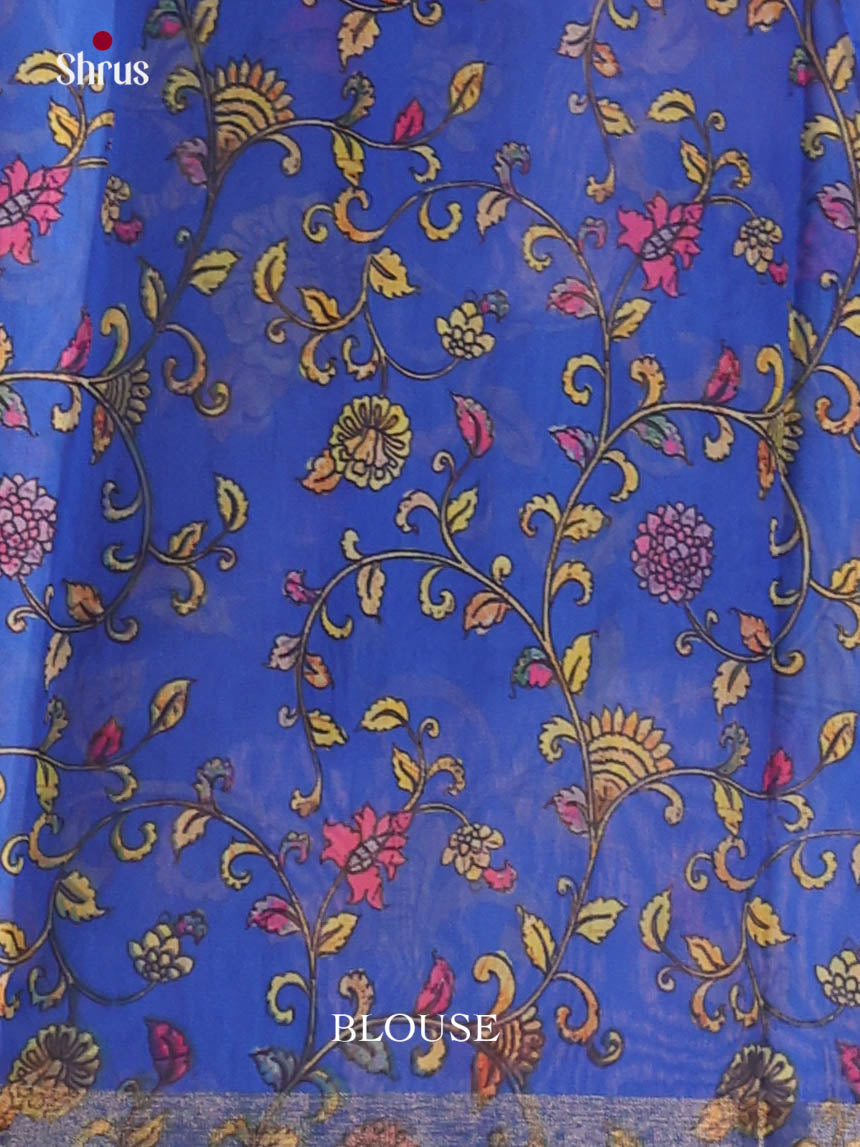 Pink & Blue - Linen Cotton Saree