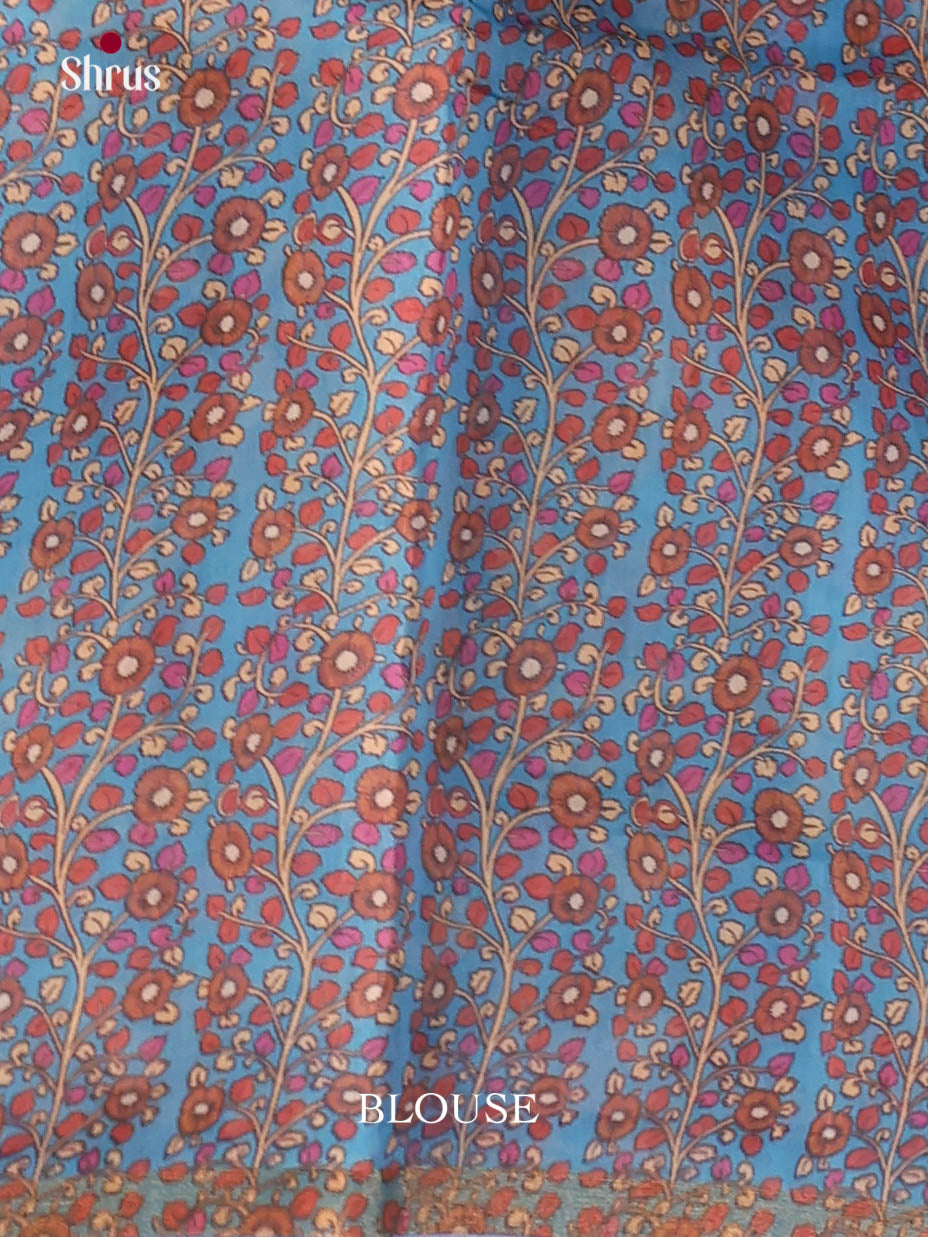 Brown & Blue - Linen Cotton Saree