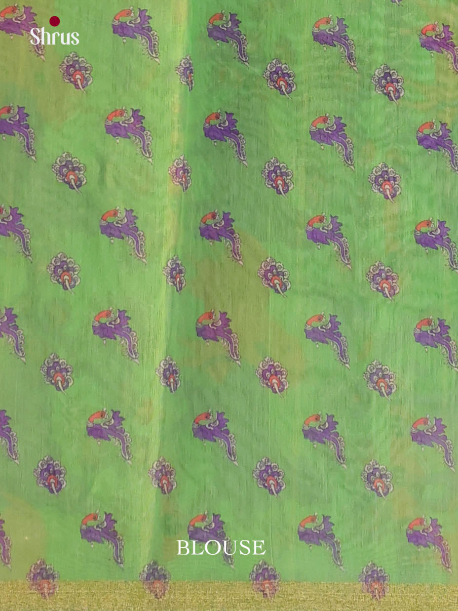 Purple & Green - Linen Cotton Saree