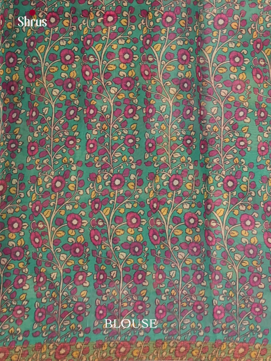 Pink  & Green - Linen Cotton Saree