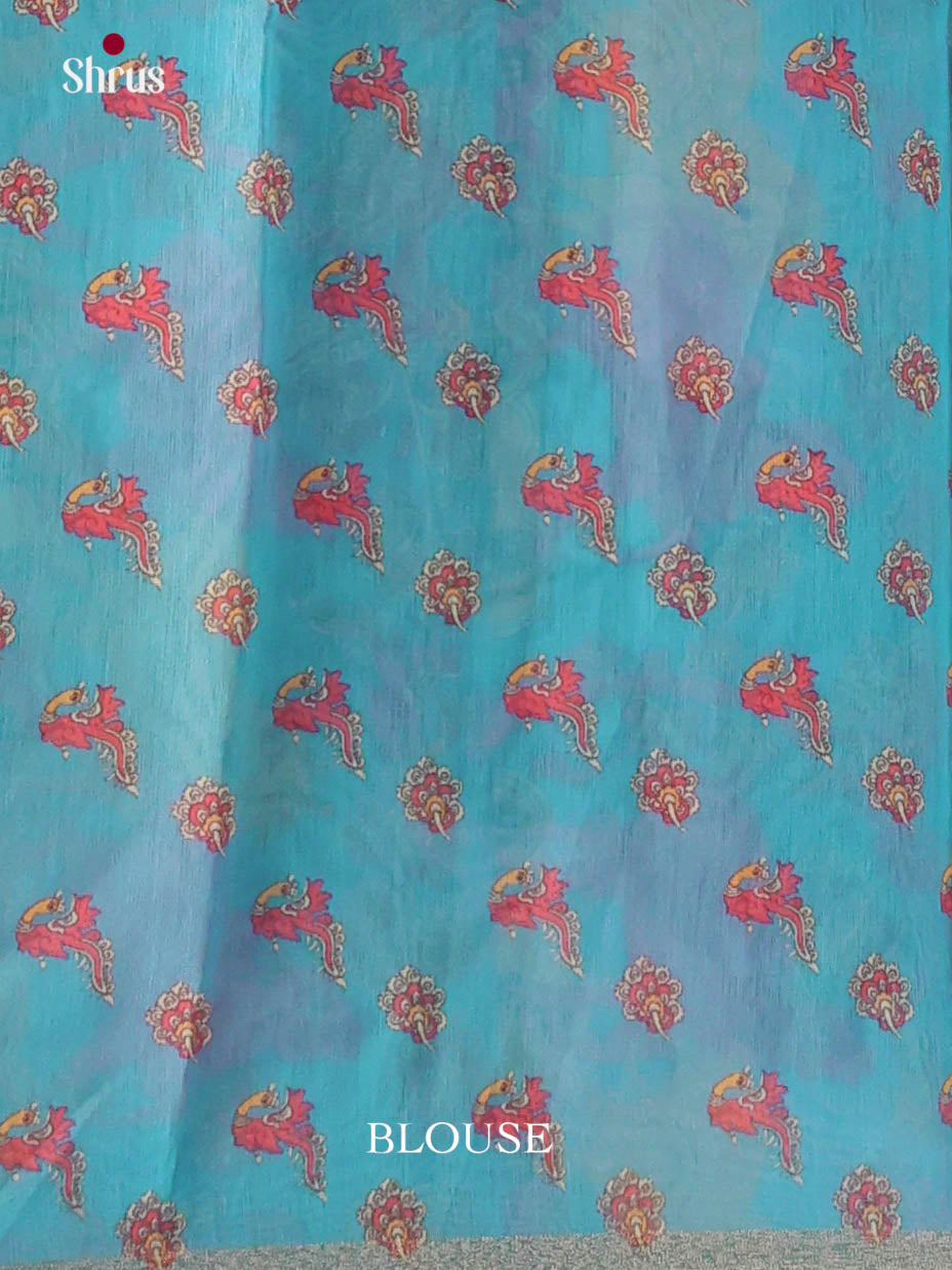 Pink & Blue- Linen Cotton Saree