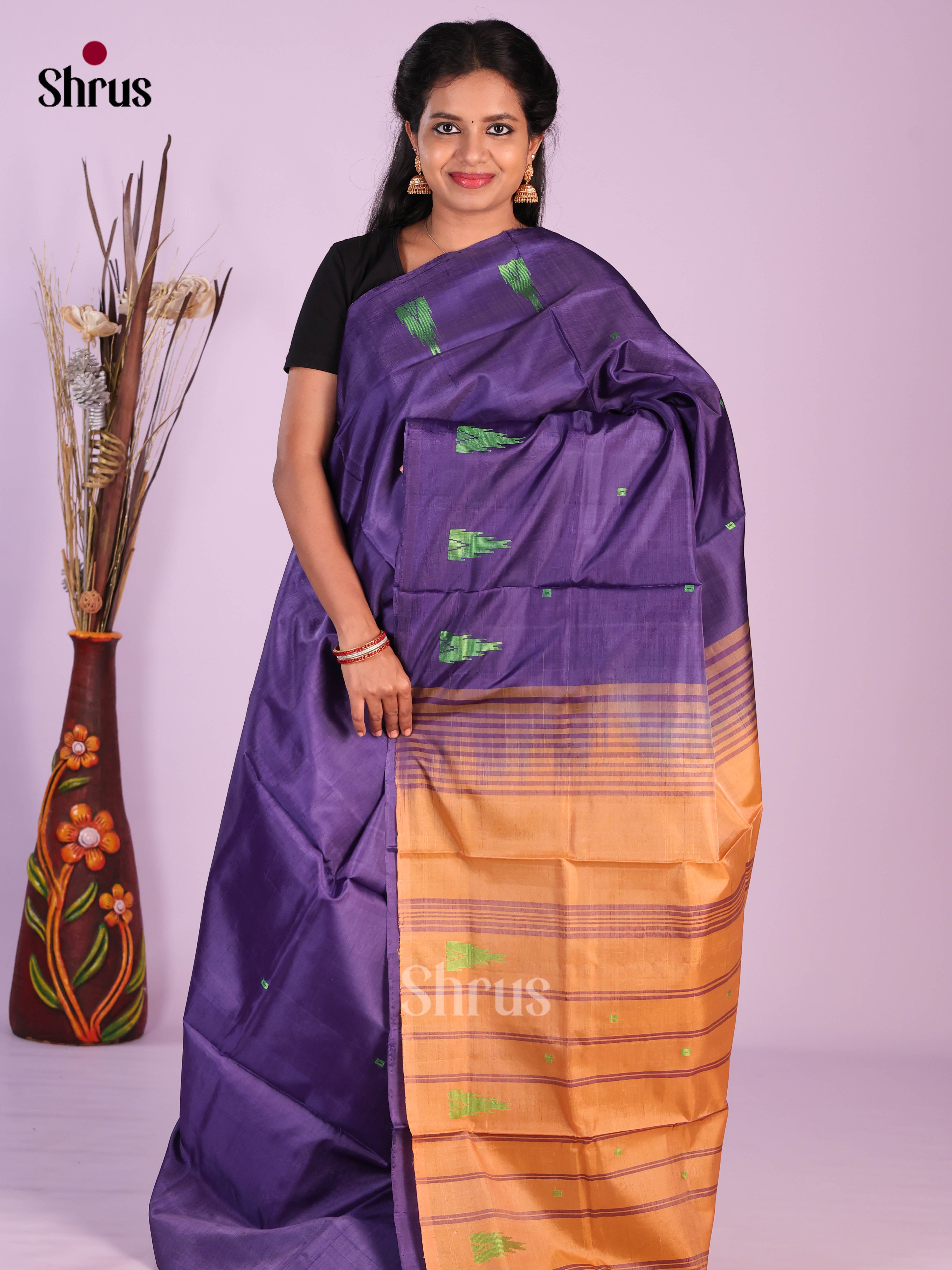 Blue - Banana Pith without blouse Saree