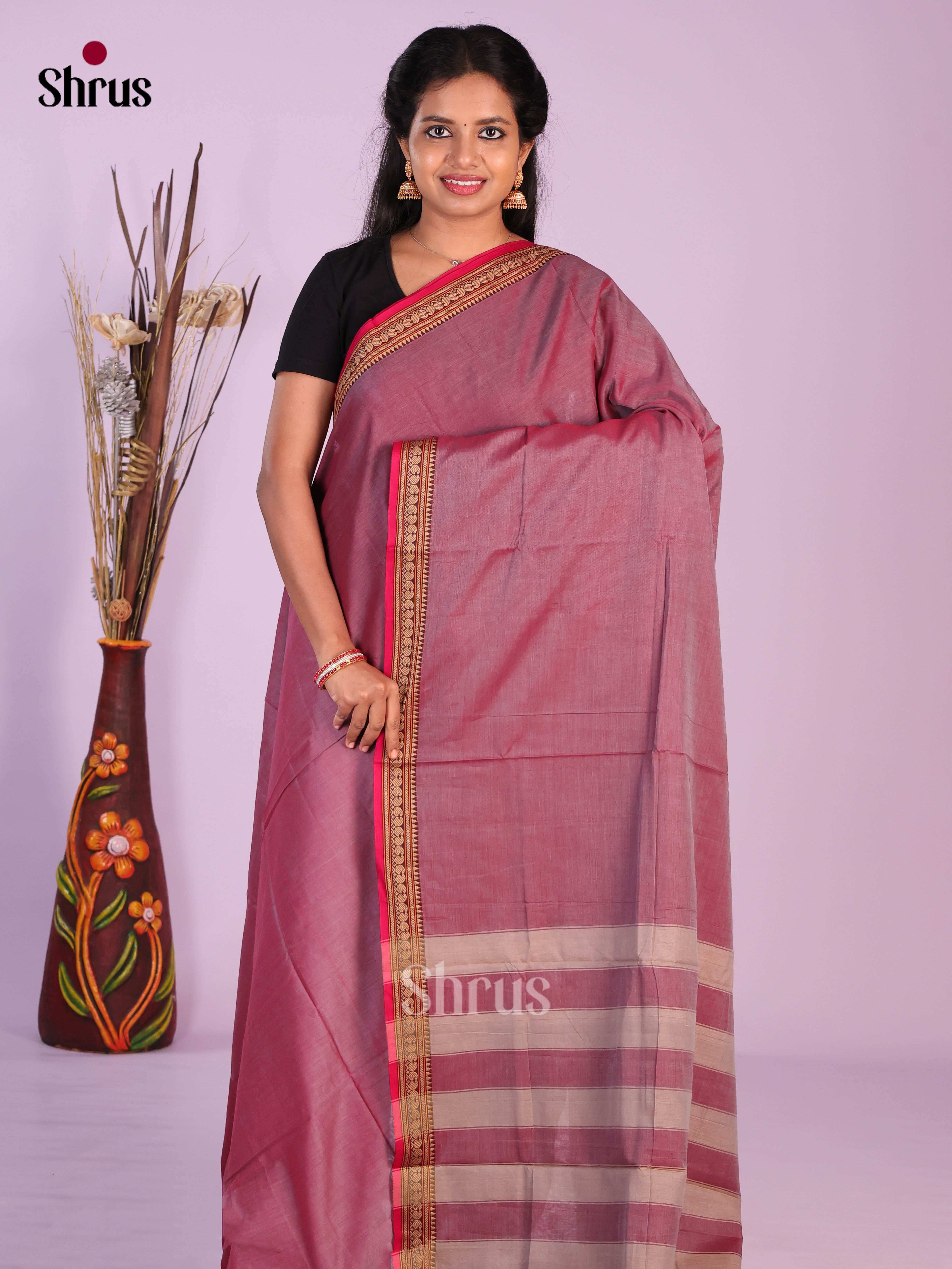 Double Shaded Purple & Red- Narayanpet Cotton Saree